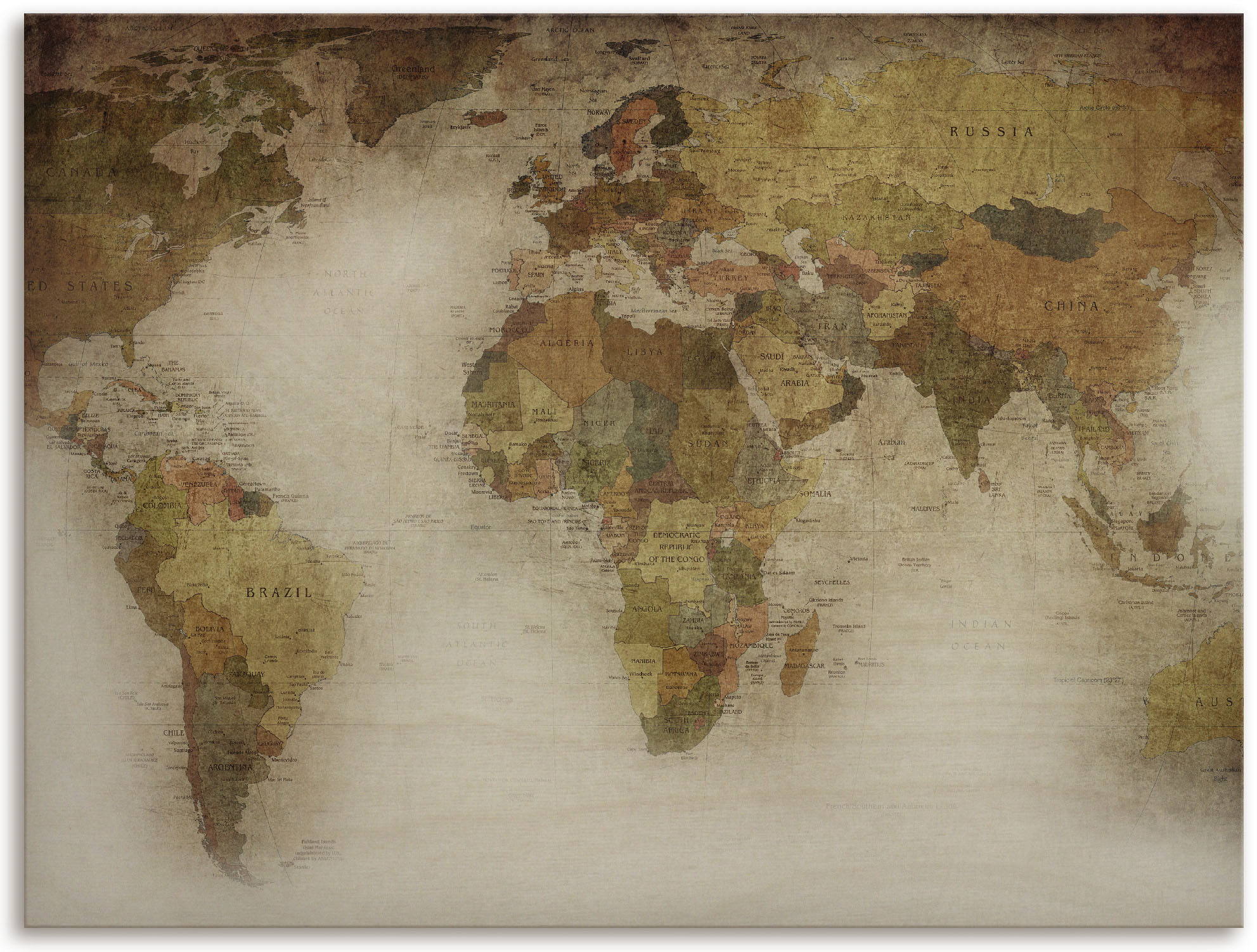 BAUR Wandbild oder kaufen Größen (1 | »Weltkarte«, versch. Leinwandbild, Alubild, St.), Wandaufkleber in Poster als Landkarten, Artland