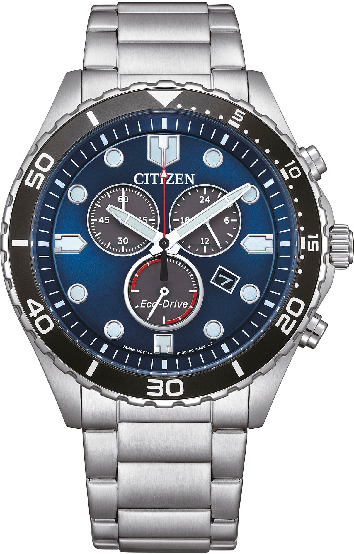 Citizen Armbanduhr, Herrenuhr, Solar, Stoppfunktion, Edelstahlarmband
