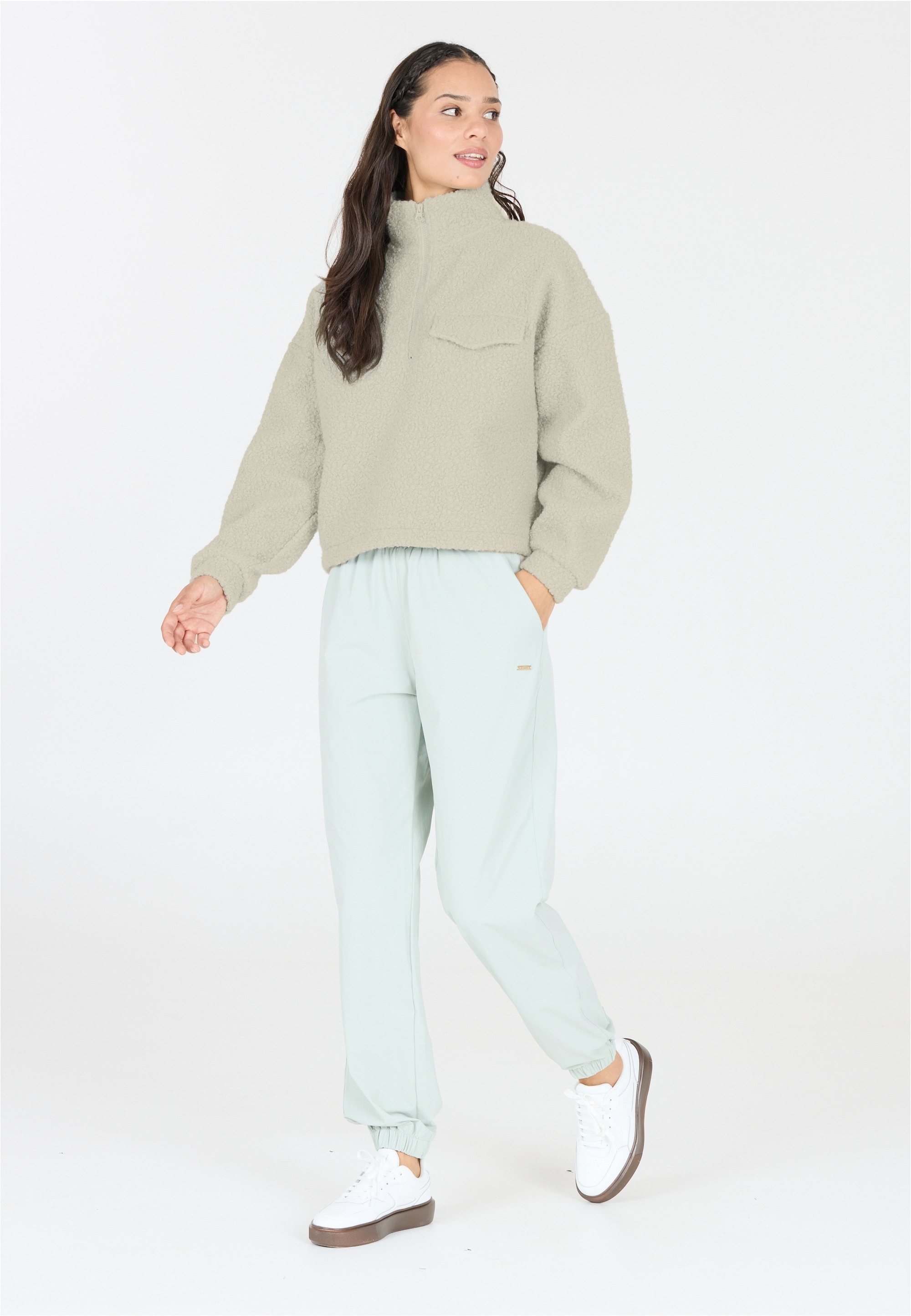 ATHLECIA Strickpullover "Florrie", mit Teddy-Fleece und halbem Reißverschlu günstig online kaufen