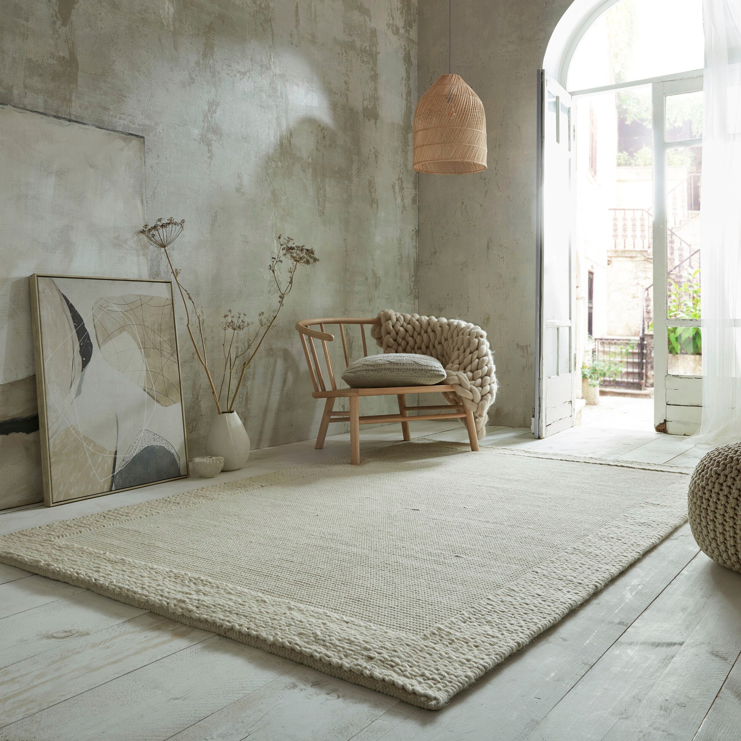 FLAIR RUGS Teppich "Rue" rechteckig 10 mm Höhe aus einem Wollmischgewebe, h günstig online kaufen
