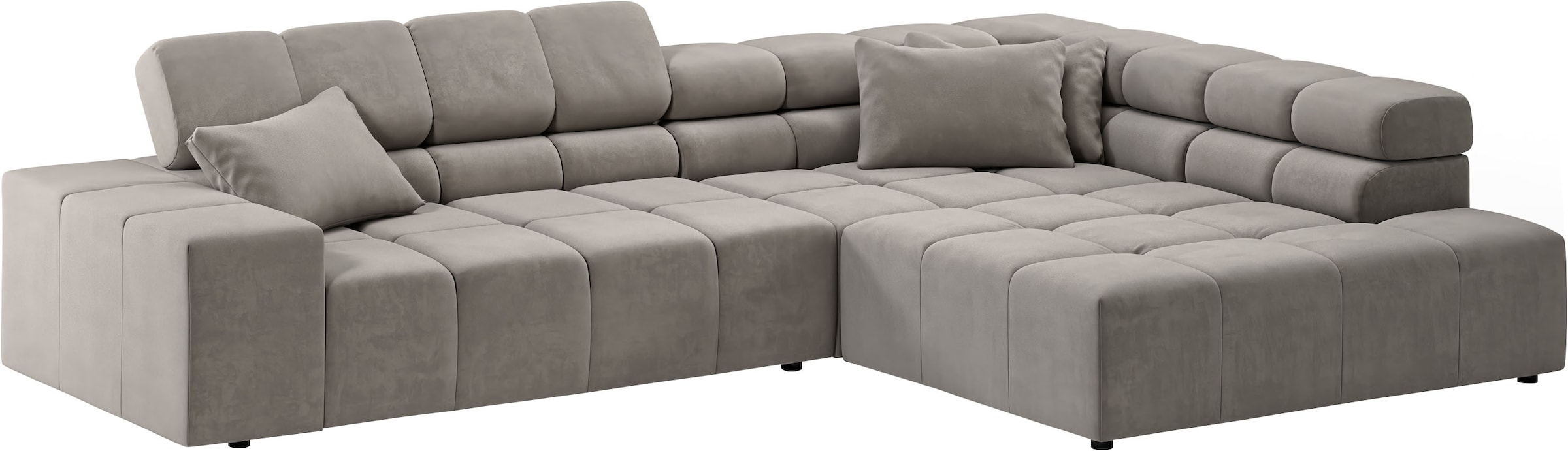 INOSIGN Ecksofa »Ancona incl. Kopfteilverstellung, Zierkissen Breite 319cm, L-Form«, wahlweise motorische Sitztiefenverstellung, auch in Cord + Easy Care