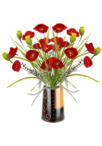 Kunstblume »Mohnblumenbusch in Vase aus Keramik«