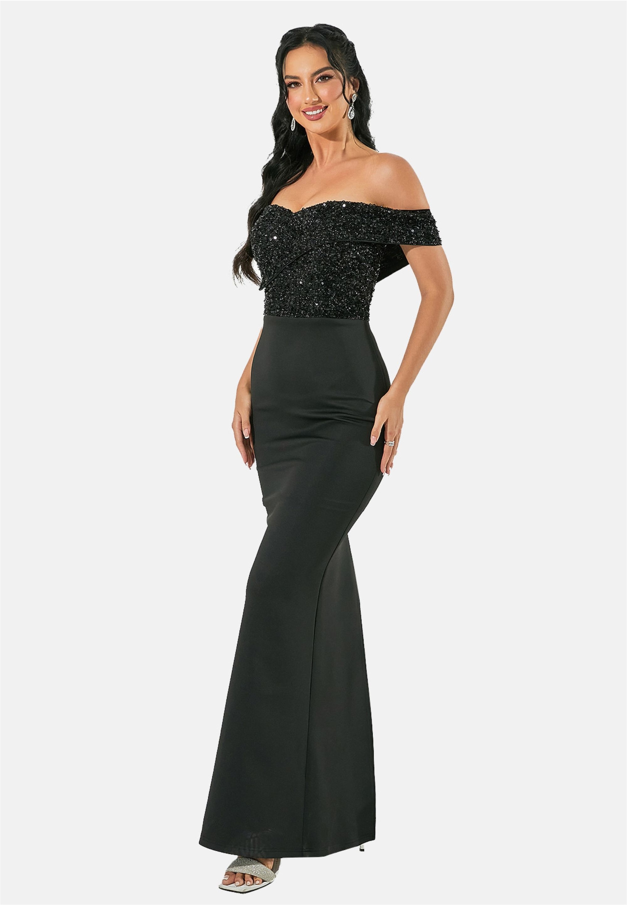 Moda Minx Jerseykleid, im schulterfreien Design