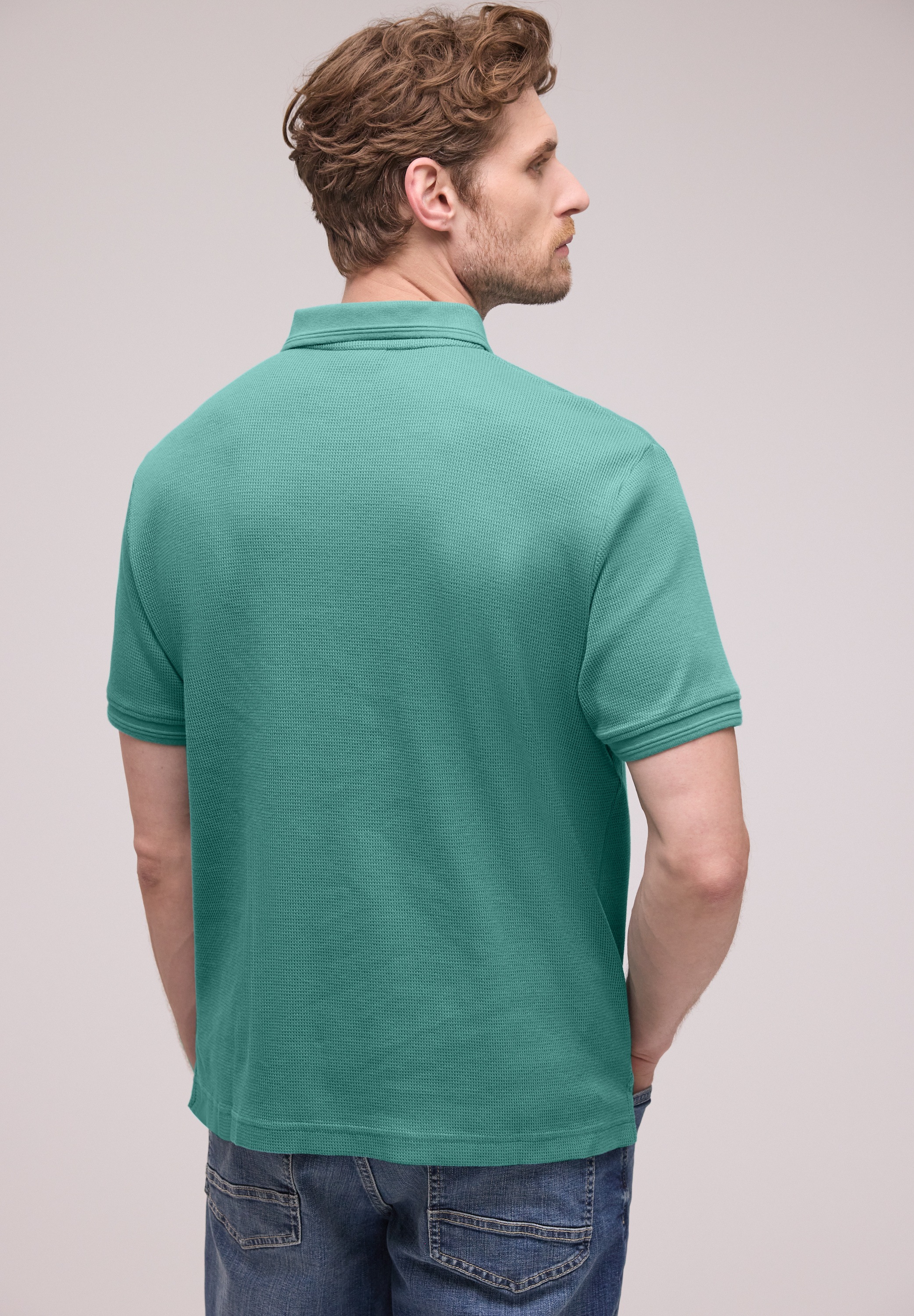 STREET ONE MEN Poloshirt mit Waffelstruktur