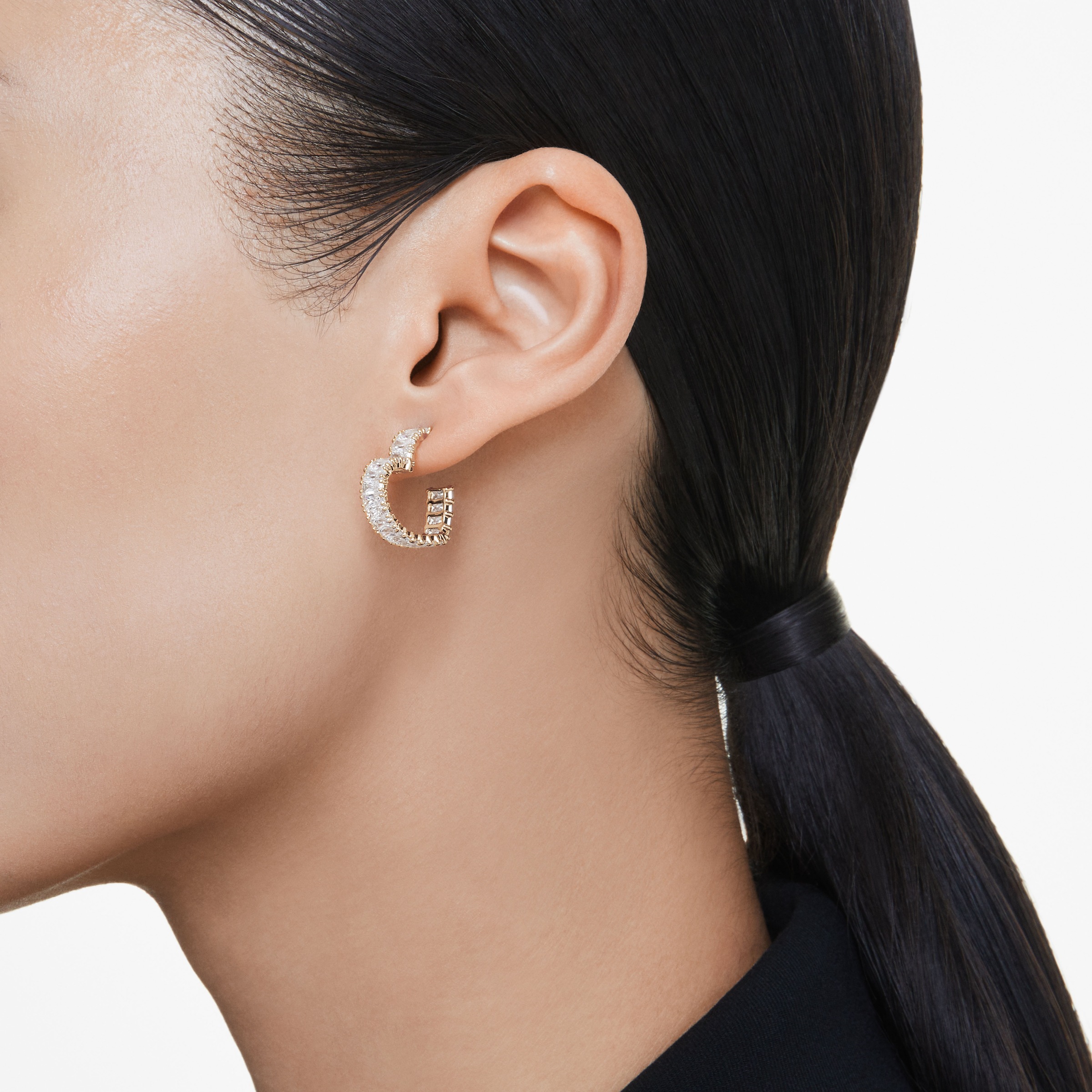 Swarovski Paar Creolen »Schmuck Geschenk Matrix Ohrringe Herz, 5693512, 5706340«, mit Swarovski® Zirkonia (synth.)