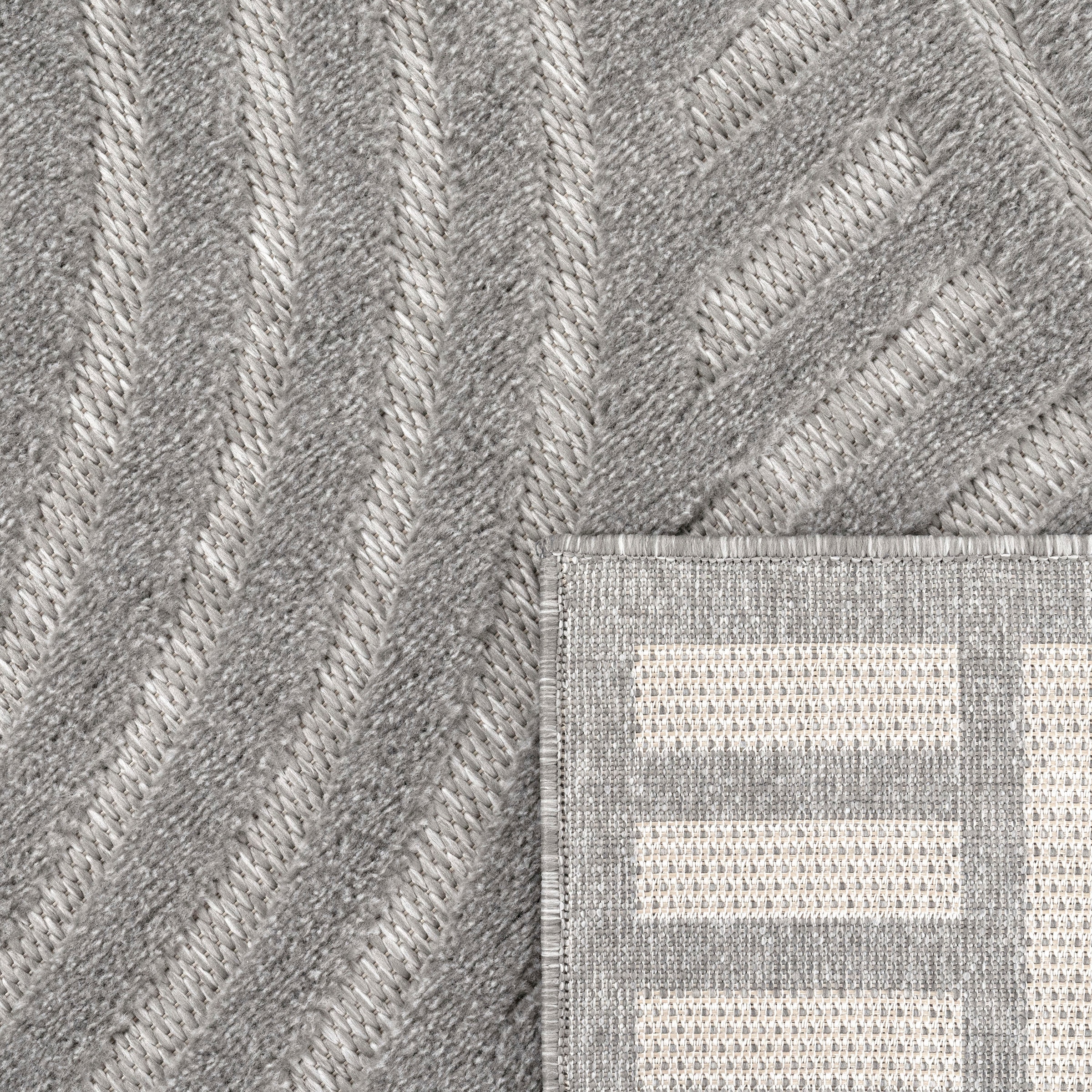 Paco Home Teppich »Livorno 674«, rechteckig, 14 mm Höhe, Uni Farben, moderner Hoch-Tief-Effekt, Scandi-Look, Outdoor geeignet