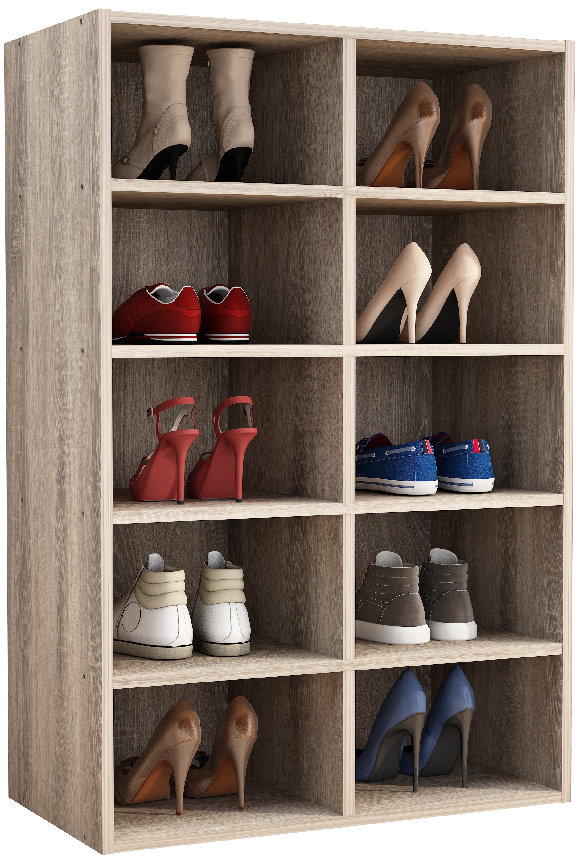 VCM Schuhregal »VCM Holz Schuhregal | Maße ca. H. 84 x B. 55 x T. 30 cm | Schuhkommode mit 10 Fächer | Schuhschrank - Hinsol M«
