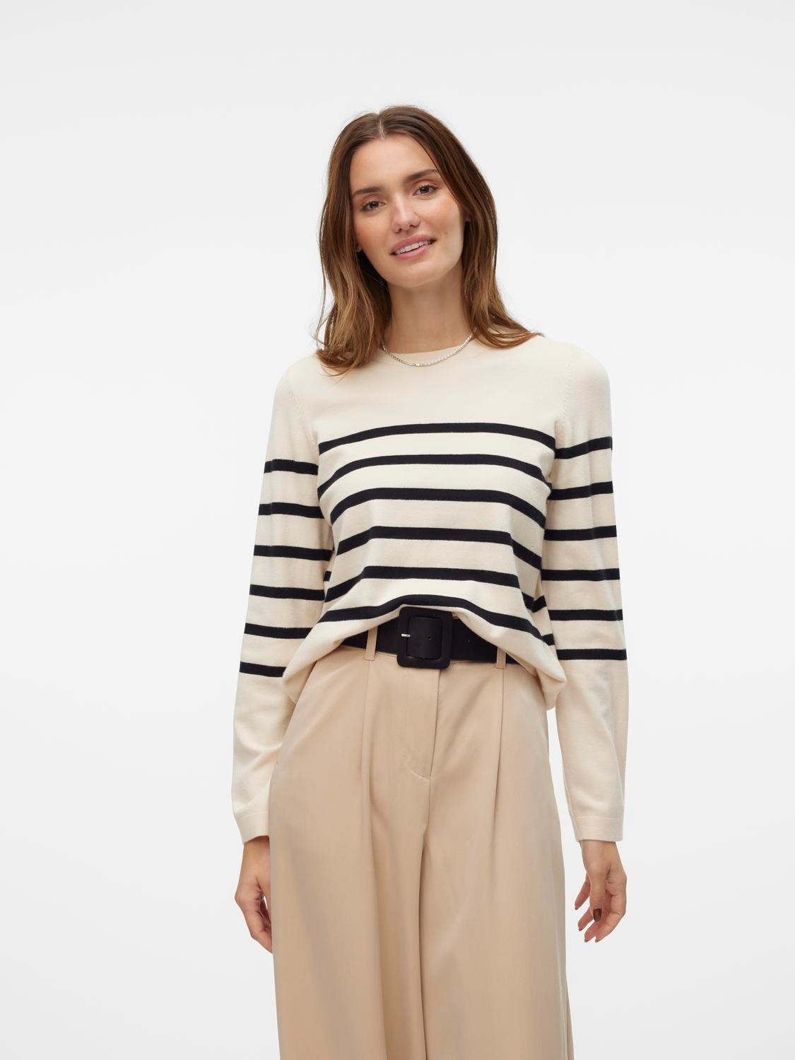 Vero Moda Rundhalspullover "VMSABA PLAIN LS O-NECK PULLOVER GA NOOS"