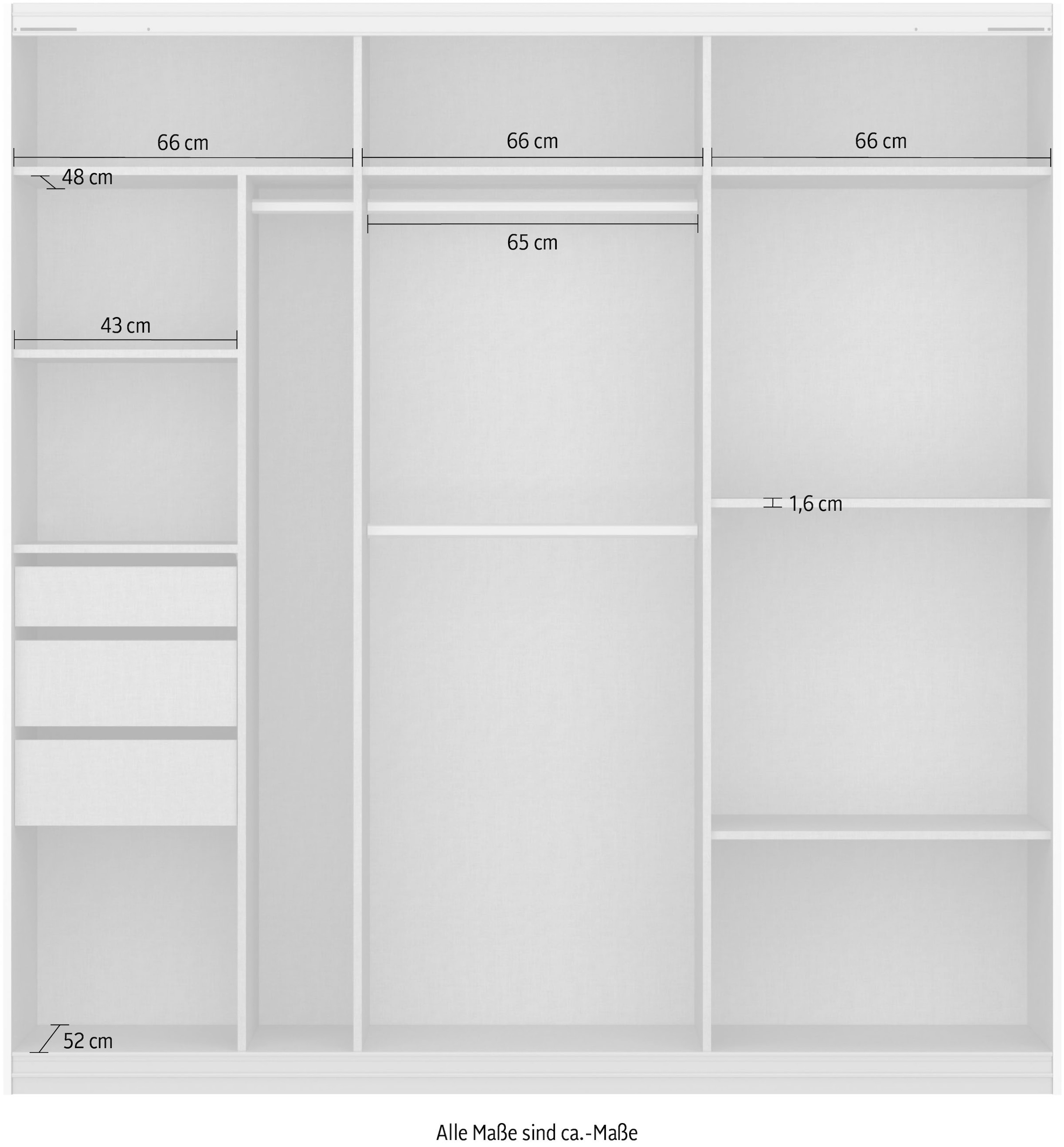 rauch Schwebetürenschrank »Kleiderschrank Schrank Garderobe TOPSELLER OTELI inkl. Inneneinteilung«, mit 3 Innenschubladen sowie zusätzlichen Einlegeböden MADE IN GERMANY