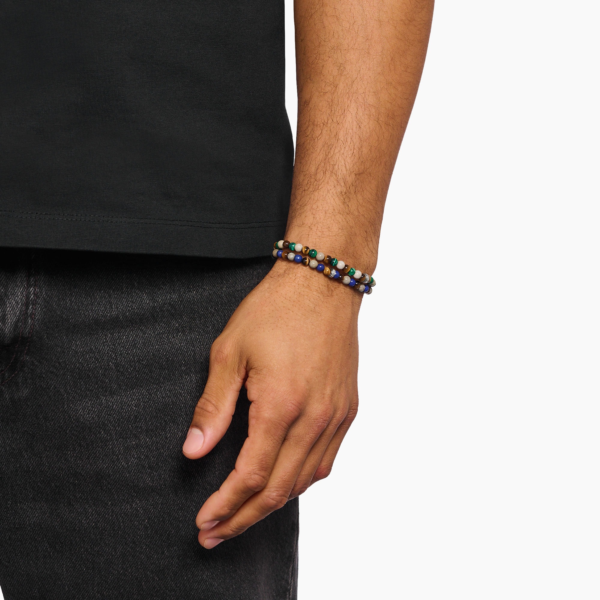 THOMAS SABO Armband »Bead Armband, A2183-531-7-L21«, mit Lapislazuli-Imitat, Tigerauge, Jaspis