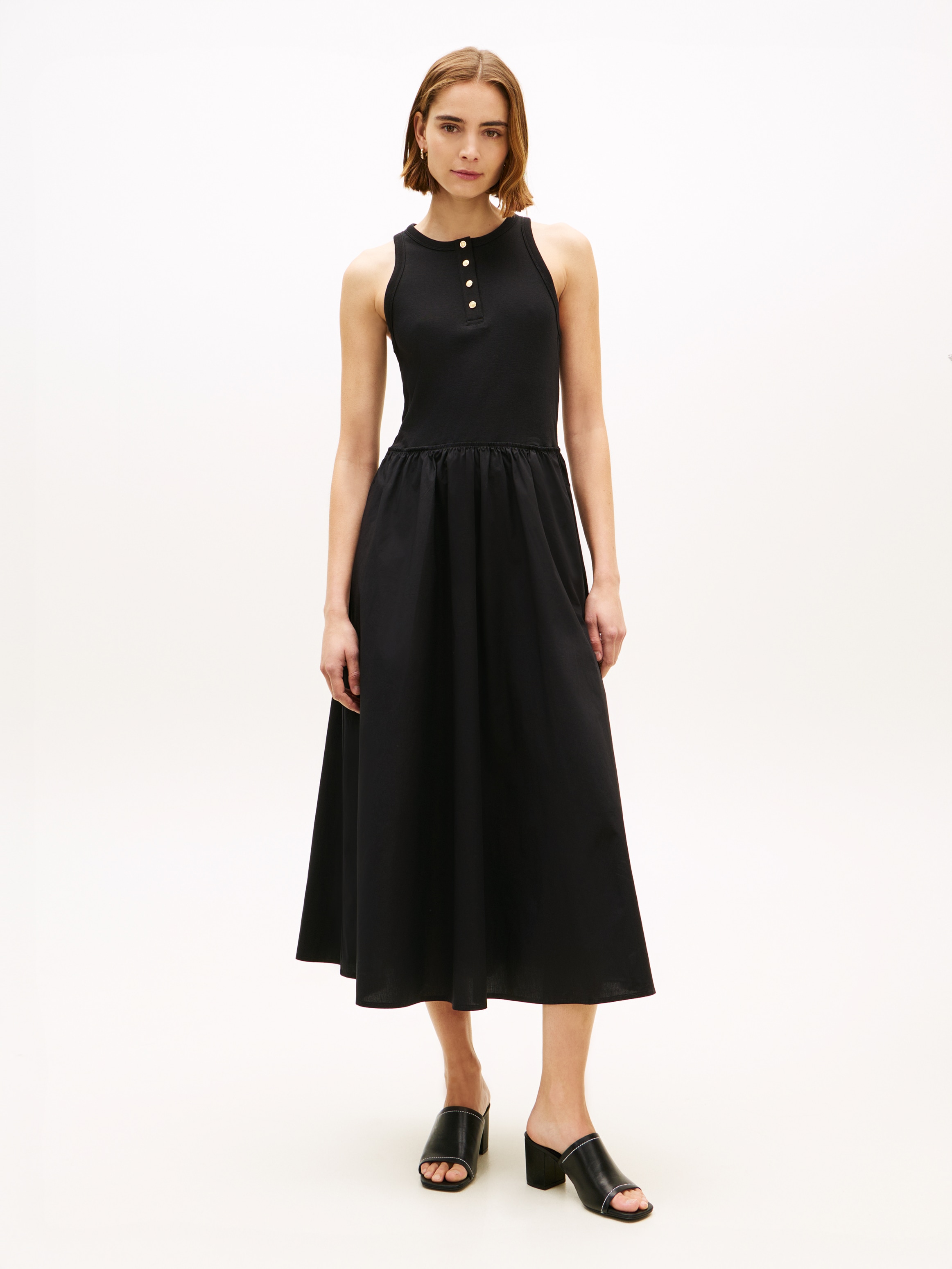 Tommy Hilfiger A-Linien-Kleid "GOLD BUTTON POPLIN MIX DRESS" Ohne Tasche Ba günstig online kaufen