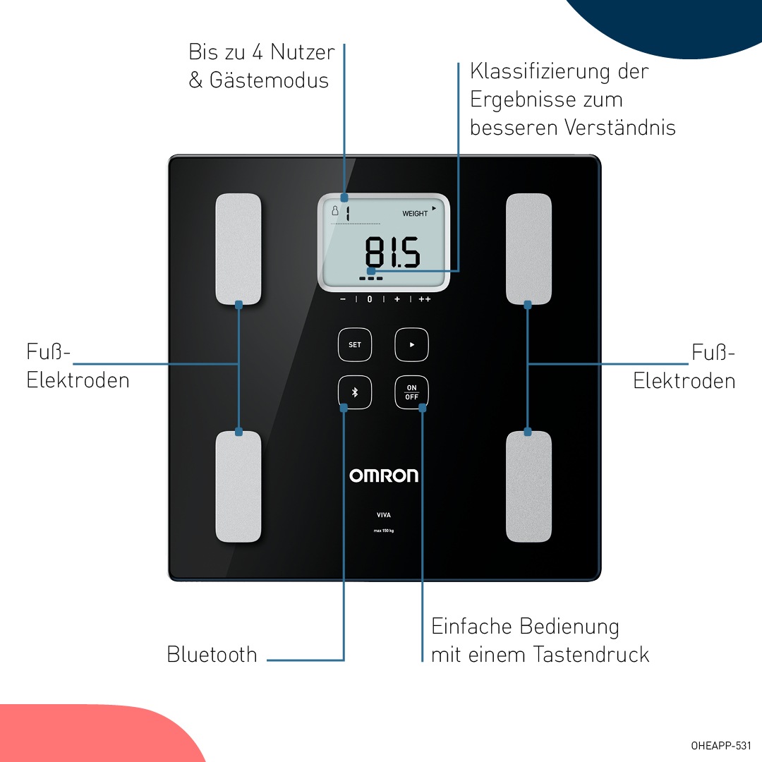 Omron Körper-Analyse-Waage "VIVA HBF-222T-EBK" mit kostenloser App günstig online kaufen