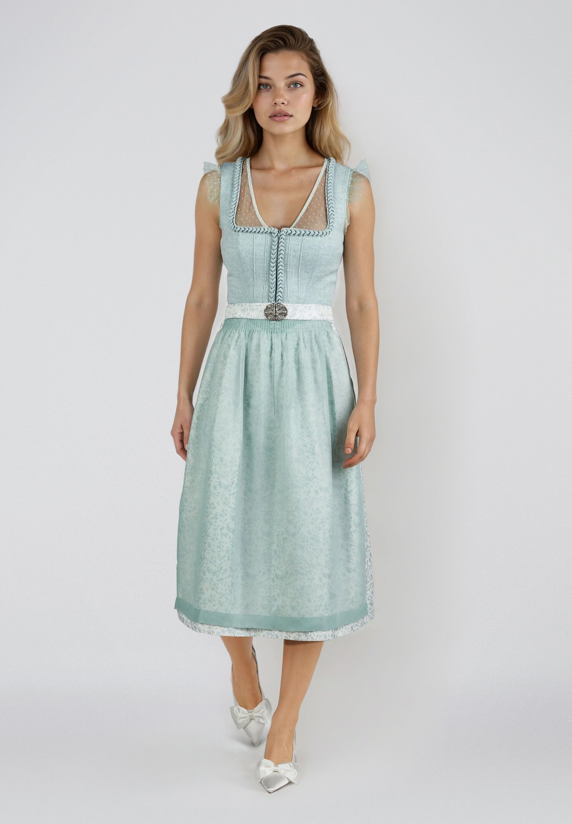 Spieth & Wensky Dirndl »Hala« in feine Leinenoptik und dekorative Zopfborte