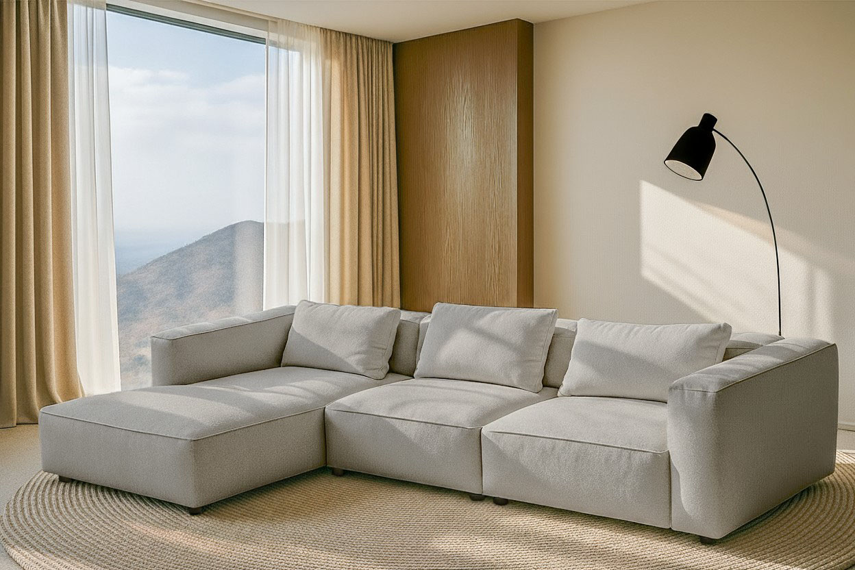 Home affaire Ecksofa "Tvinnet" Breite 317 cm, extra tiefe Sitzfläche, kubisches Sitzvergnügen