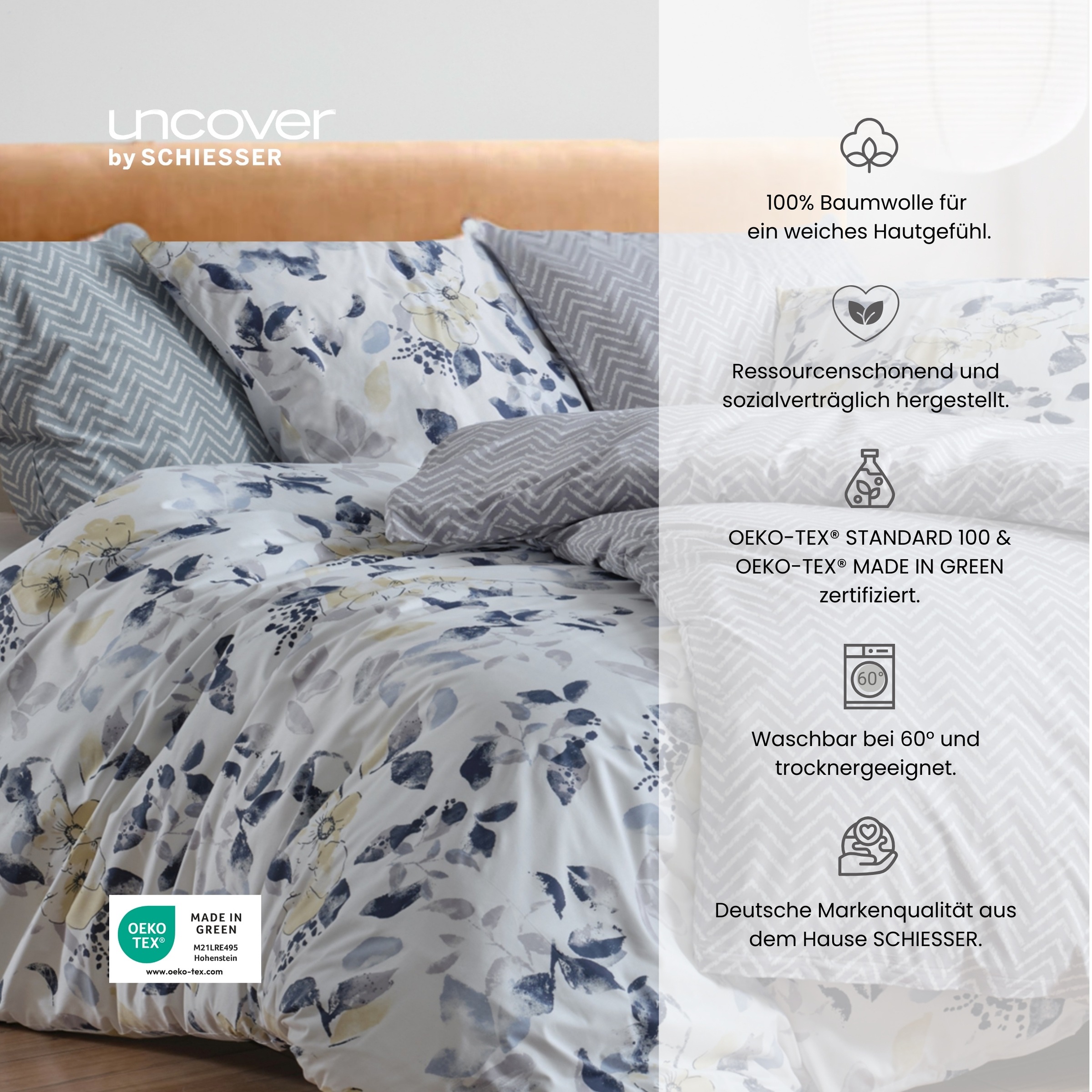 Thumbnail - uncover by SCHIESSER Bettwäsche "Grebur aus weicher Baumwolle mit einem dezenten Zickzackmuster" 2 Stk. Made in Green