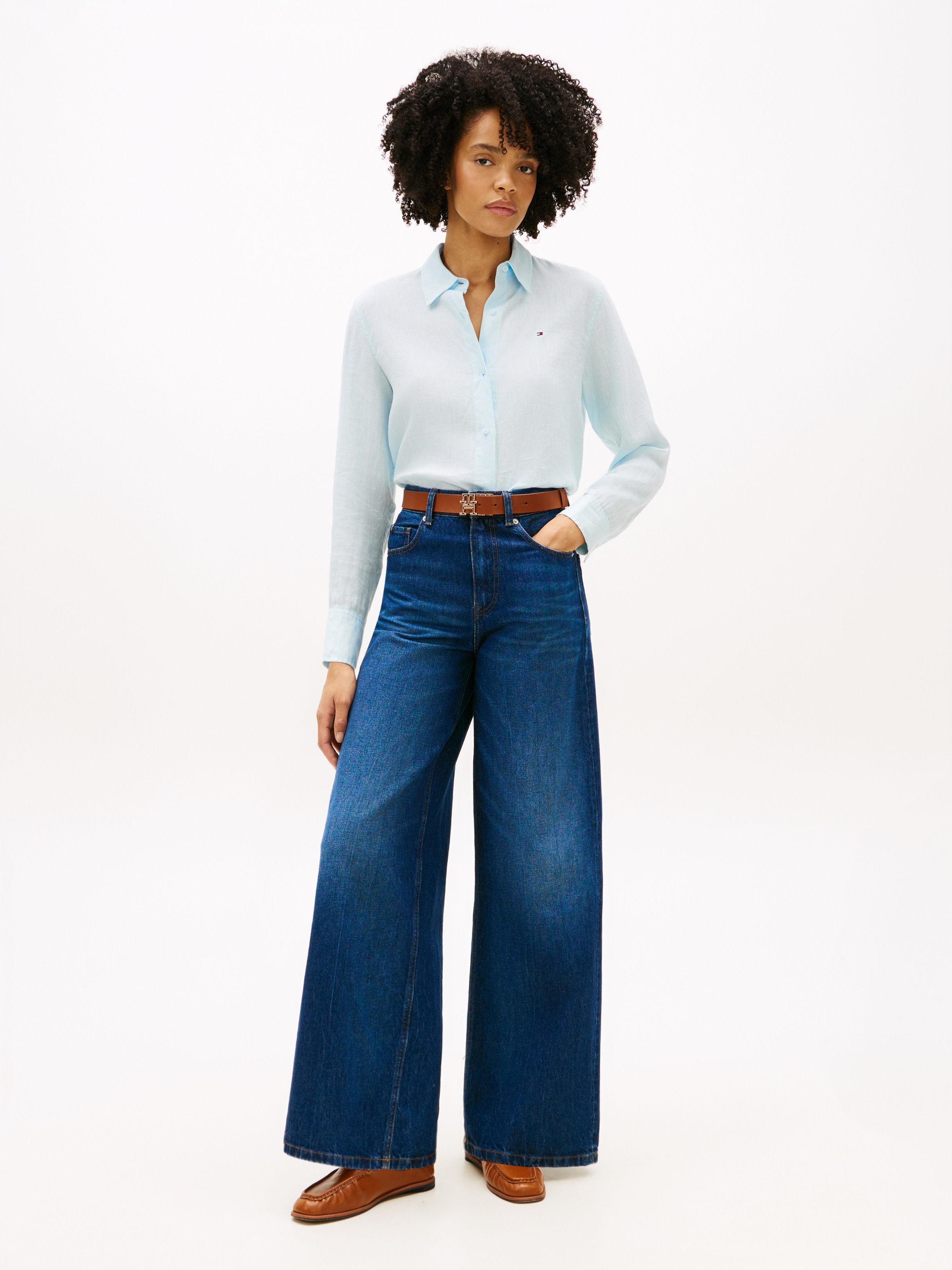 Weite Jeans TOMMY HILFIGER "DNM NEW DOREEN 70'S WIDE LEG HW", Damen, Gr. 28, Länge 32, new doreen, Denim/Jeans, Obermaterial: 100% Baumwolle, unifarben, lässig geschnitten lang, Jeans, Baumwolle, lässig geschnitten, wide fit, high waist 3