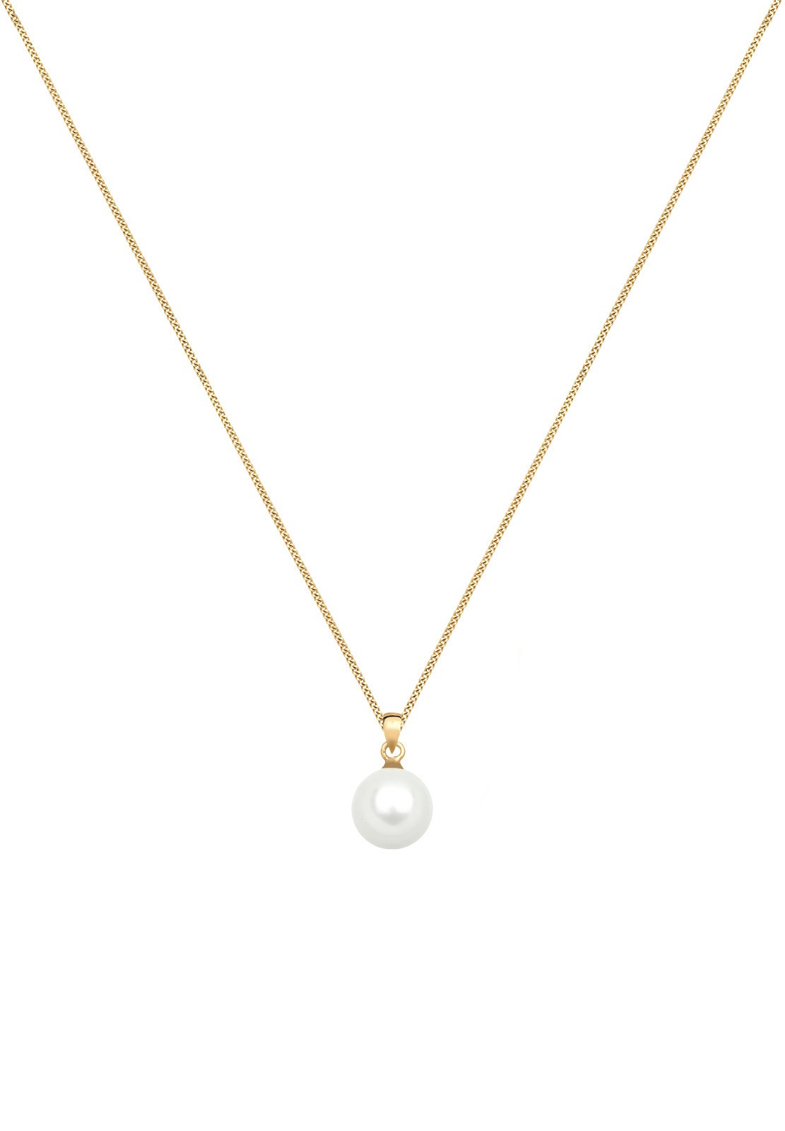 Elli Premium Perlenkette »Muschelkernperle 585 Gelbgold«
