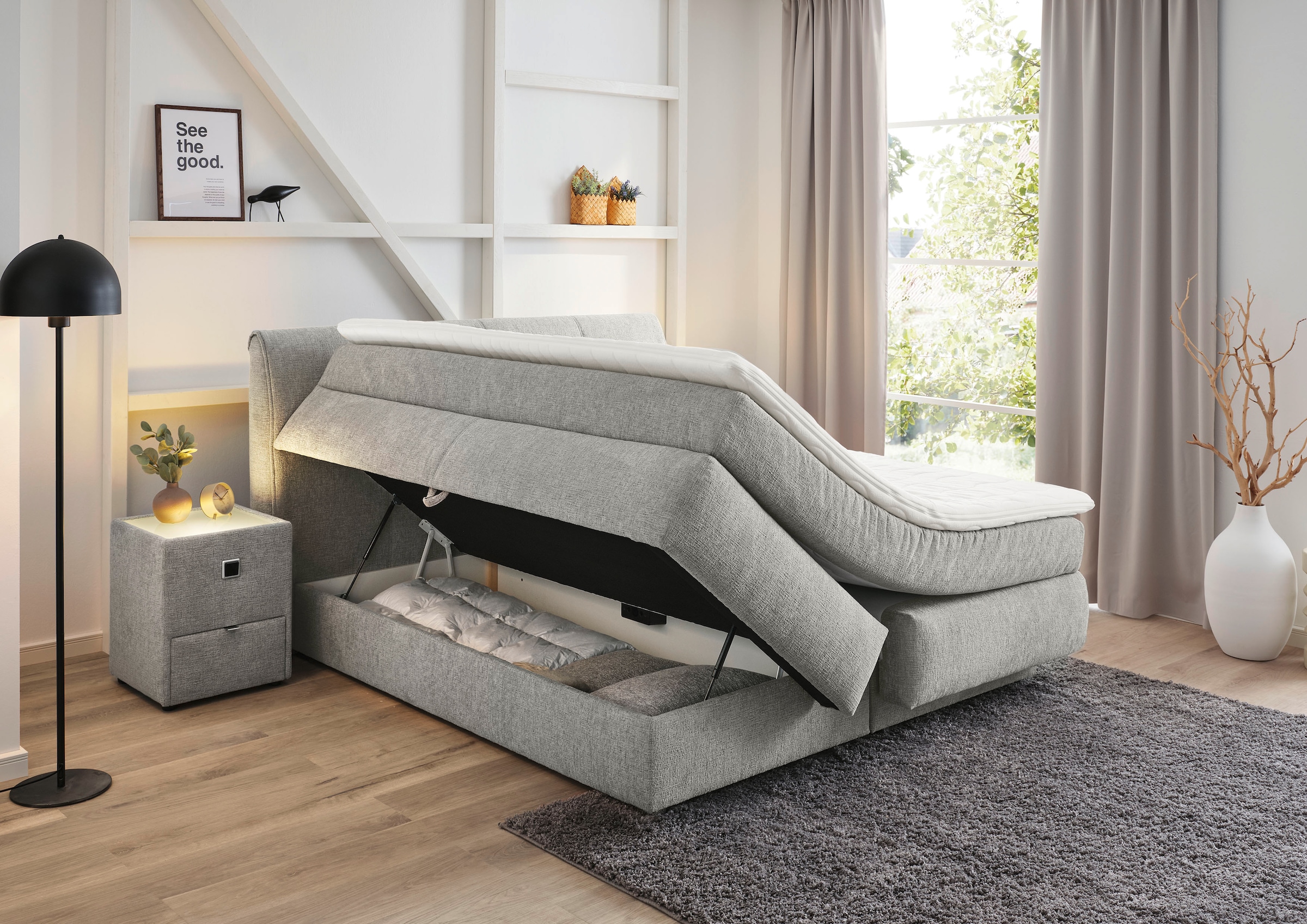 Jockenhöfer Gruppe Boxspringbett »"Carla", OTTOs Choice! Topseller, wahlweise mit oder ohne Bettkasten«, inkl. 4 Kissen, erhältlich in den Breiten 160 & 180cm
