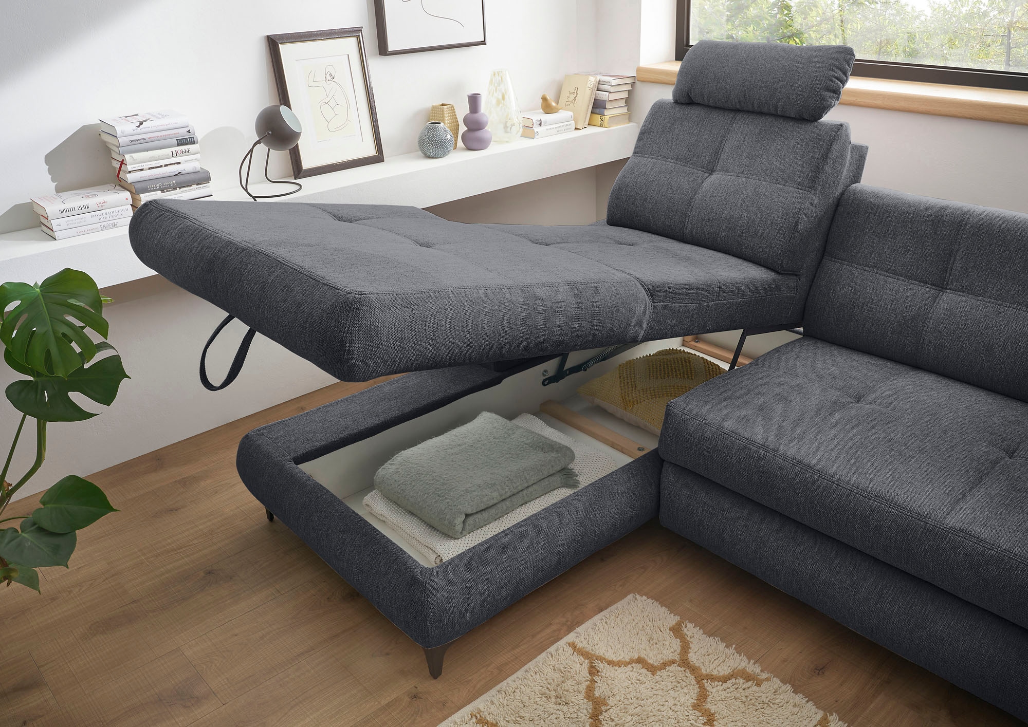 ED EXCITING DESIGN Ecksofa »Altona L-Form«, (2 St.), mit Bettfunktion, Bettkasten, Armteilverstellung & Kopfstützen
