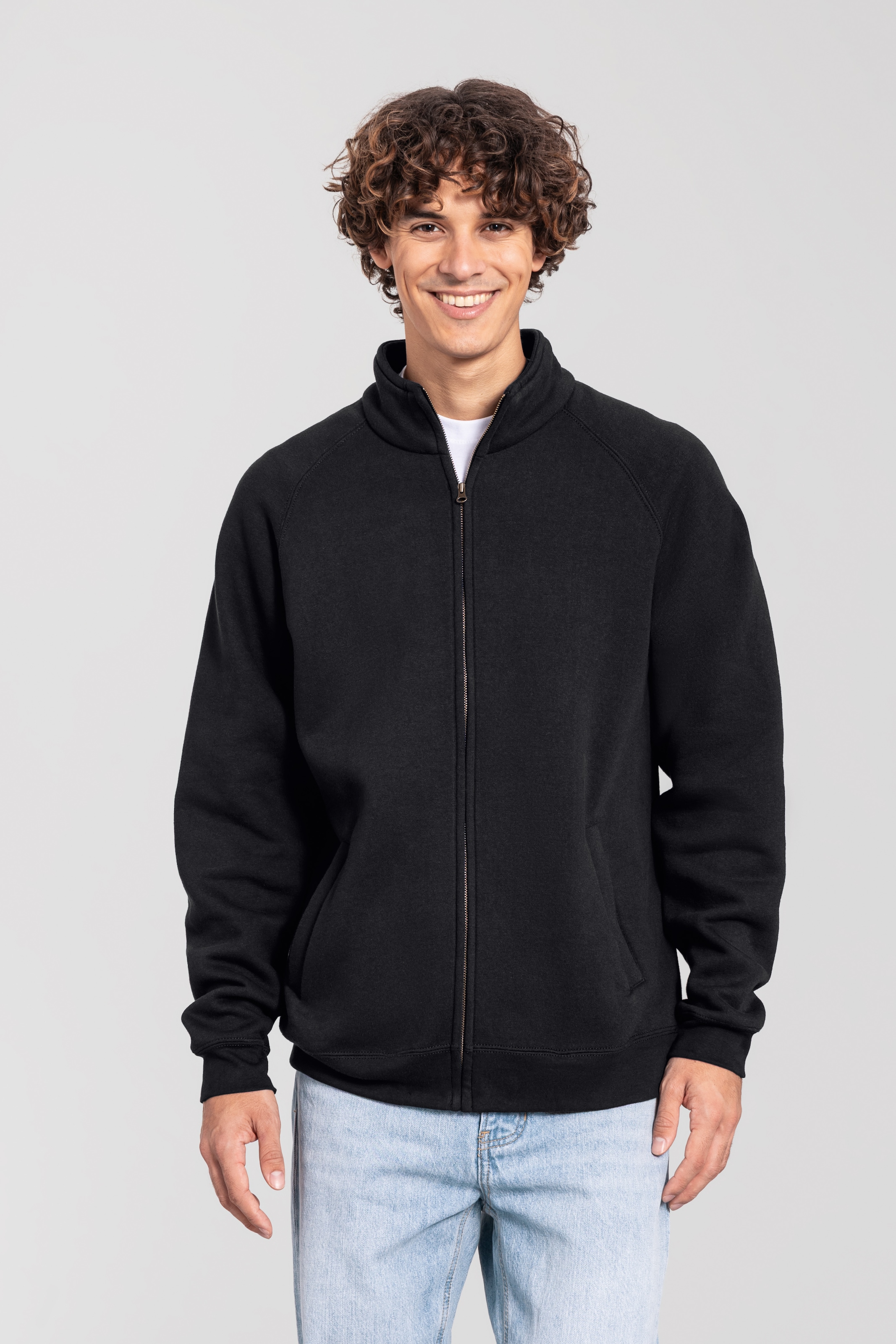 Fruit of the Loom "Iconic Premium Sweat Jacket" mit Eingrifftaschen, meliert, in normaler Länge