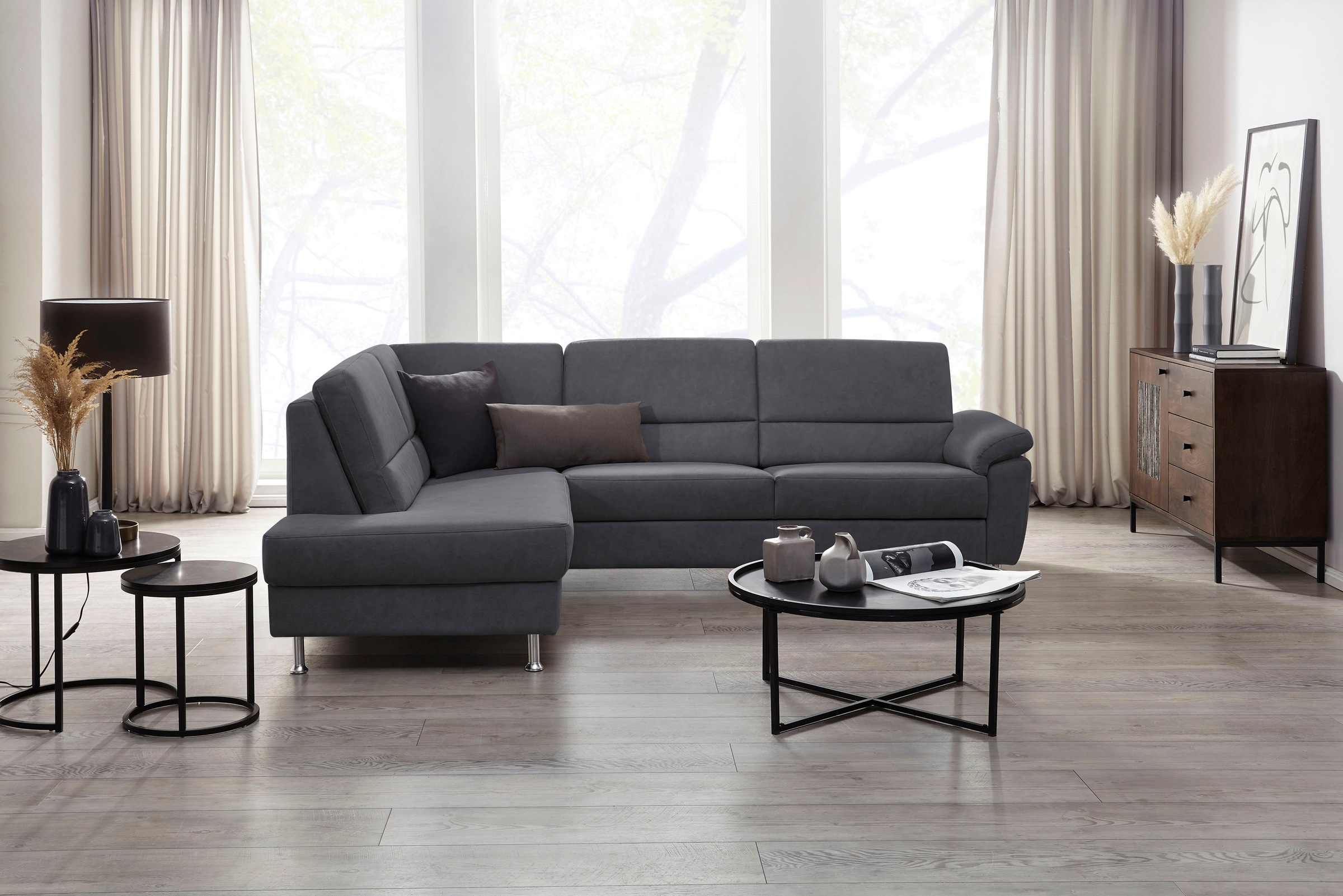 CALIZZA INTERIORS Ecksofa »Onyx L-Form«, Ottomane links oder rechts, wahlweise mit Bettfunktion, Breite 257 cm