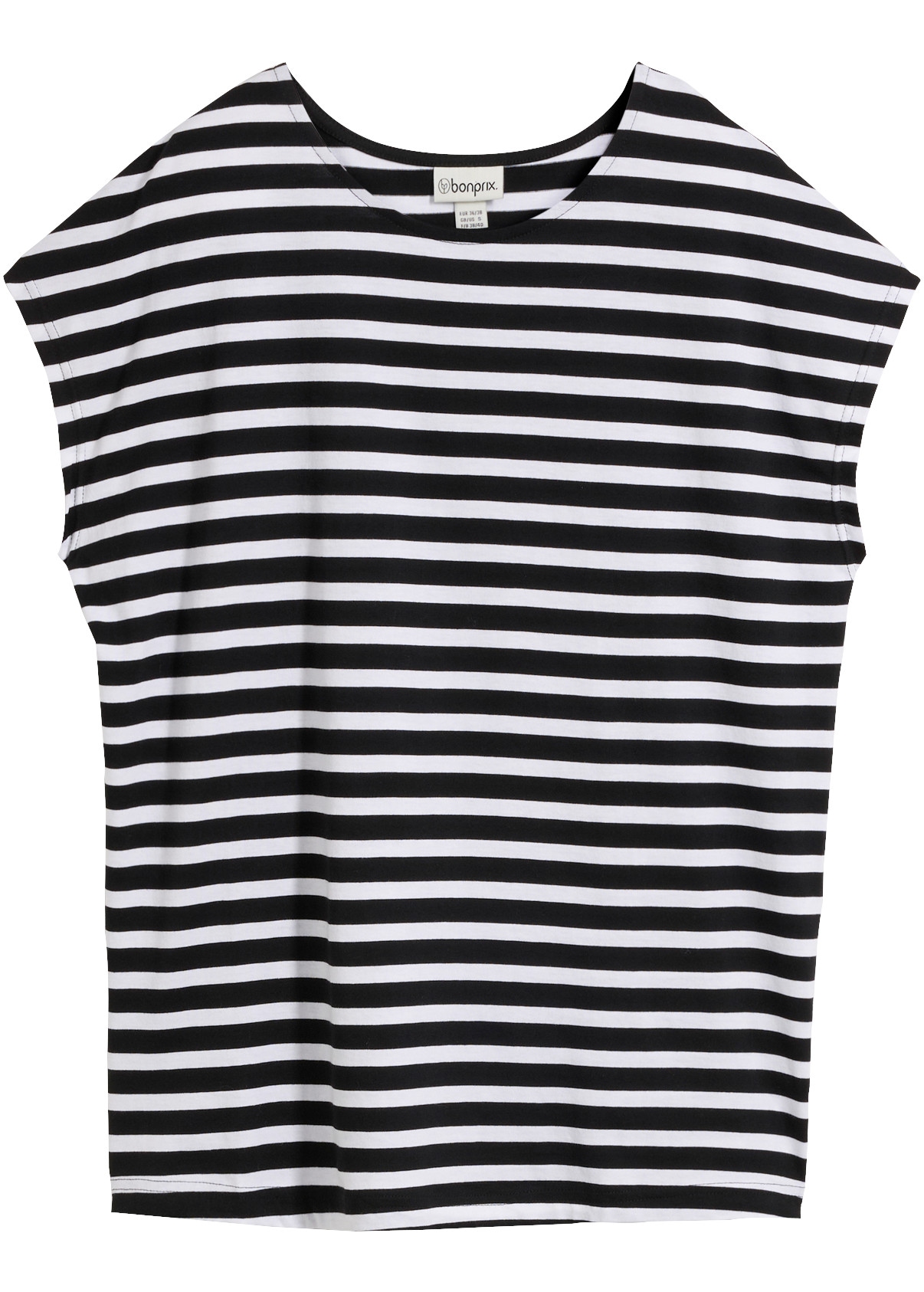 bonprix T-Shirt aus reiner Baumwolle, lässiger Streifen-Look, lockere Passform
