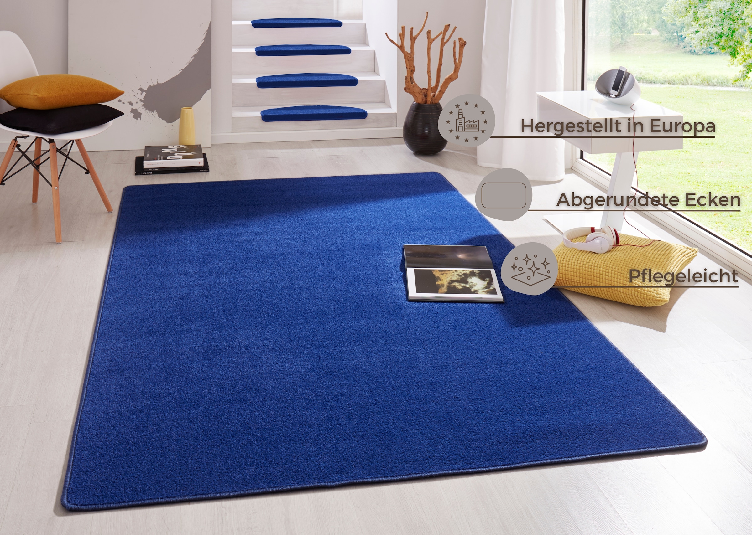 HANSE Home Teppich »Fancy«, rechteckig, 7 mm Höhe, Kurzflor, Läufer, uni, gekettelt, Wohnzimmer, Schlafzimmer, Esszimmer