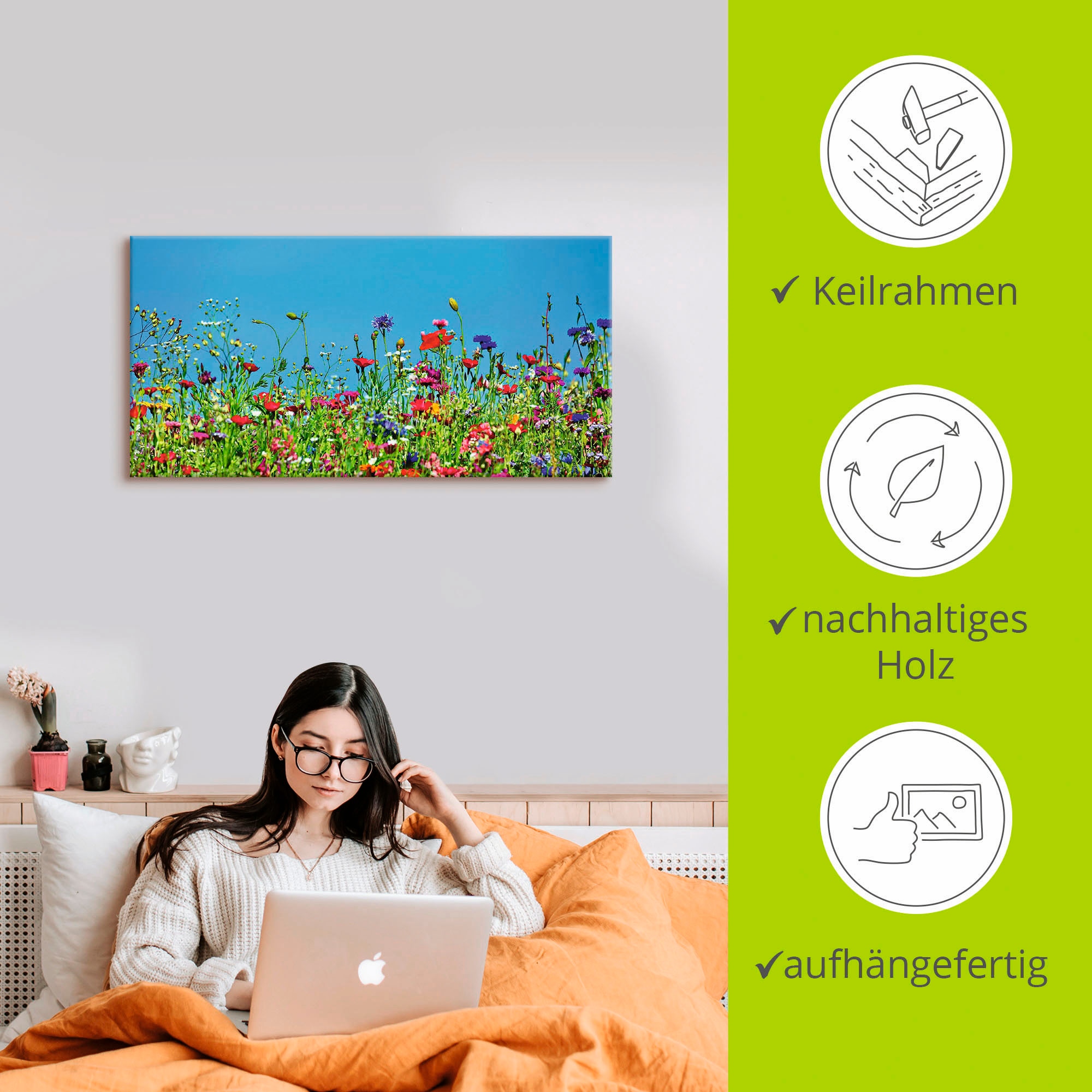 Artland Wandbild »Blumenwiese II« Blumenwiese 1 Stk. tlg. als Leinwandbild, Wandaufkleber in verschied. Größen