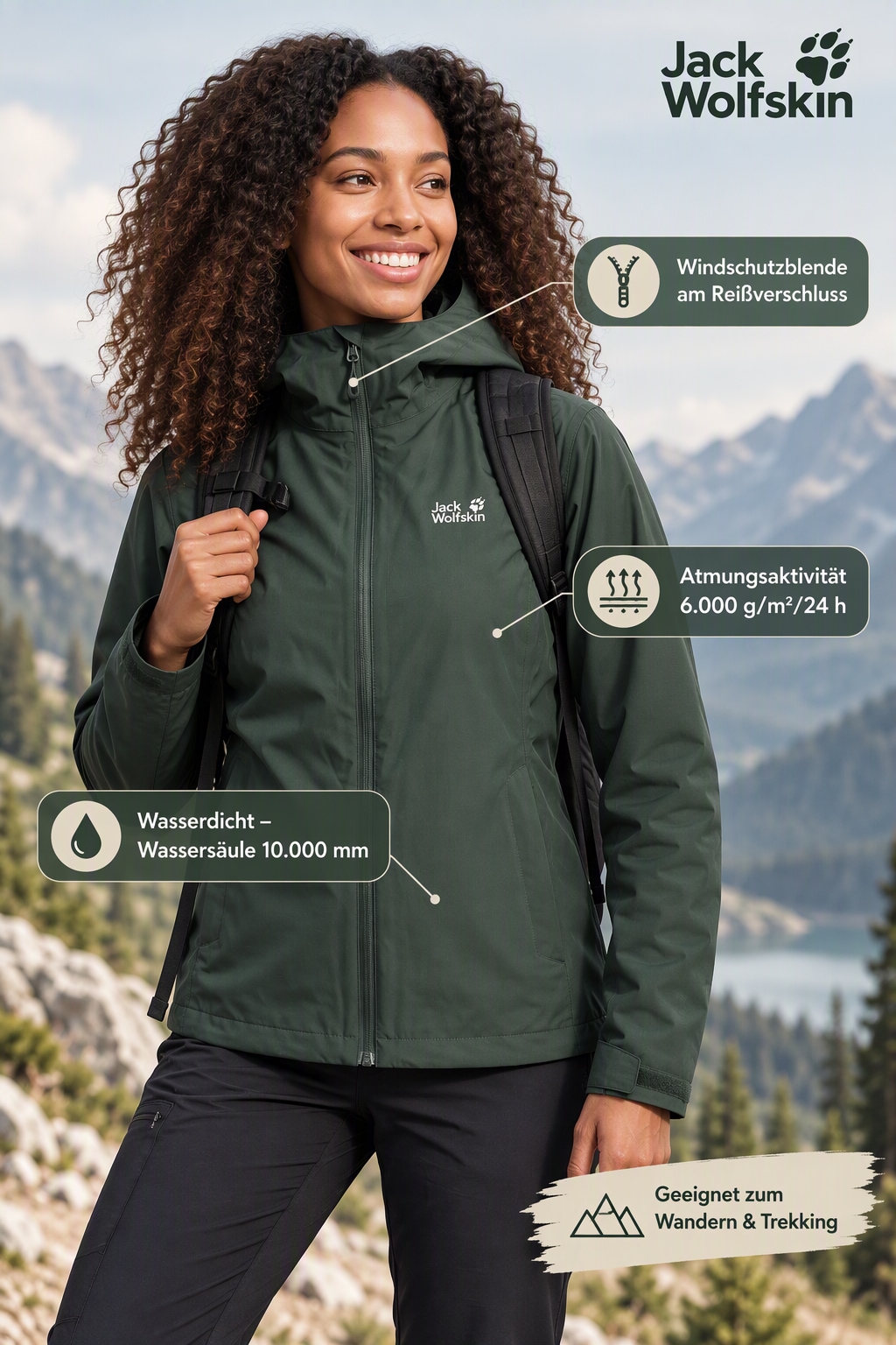 Jack Wolfskin Regenjacke »OUTROVERT 2L JKT W« mit Kapuze mit Kapuze, wasserdicht, atmungsaktiv