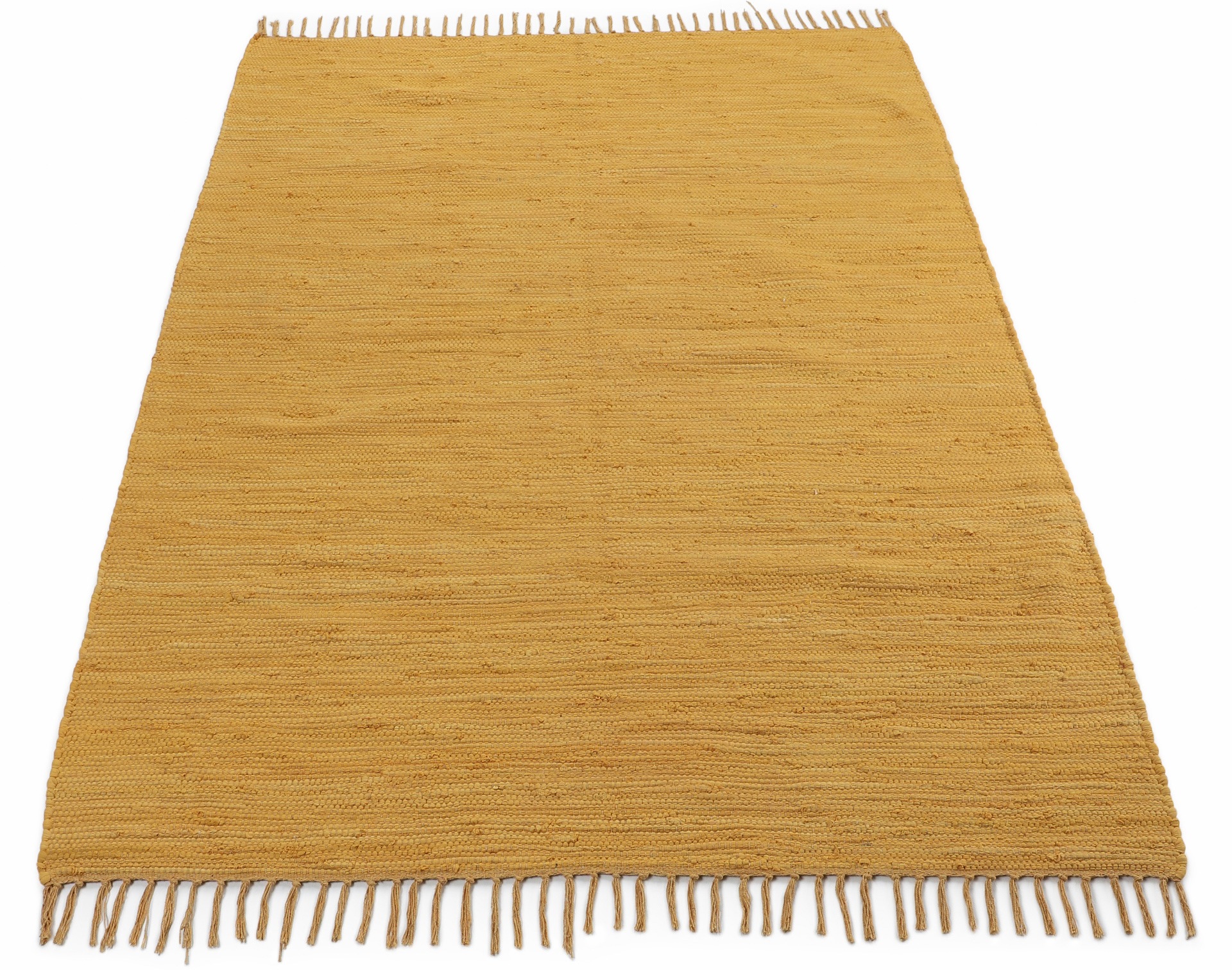 carpetfine Teppich »Kelim Chindi uni, auch als Läufer«, rechteckig, 5 mm Höhe, Wendeteppich, reine Baumwolle, handgewebt, Uni-Farben, mit Fransen