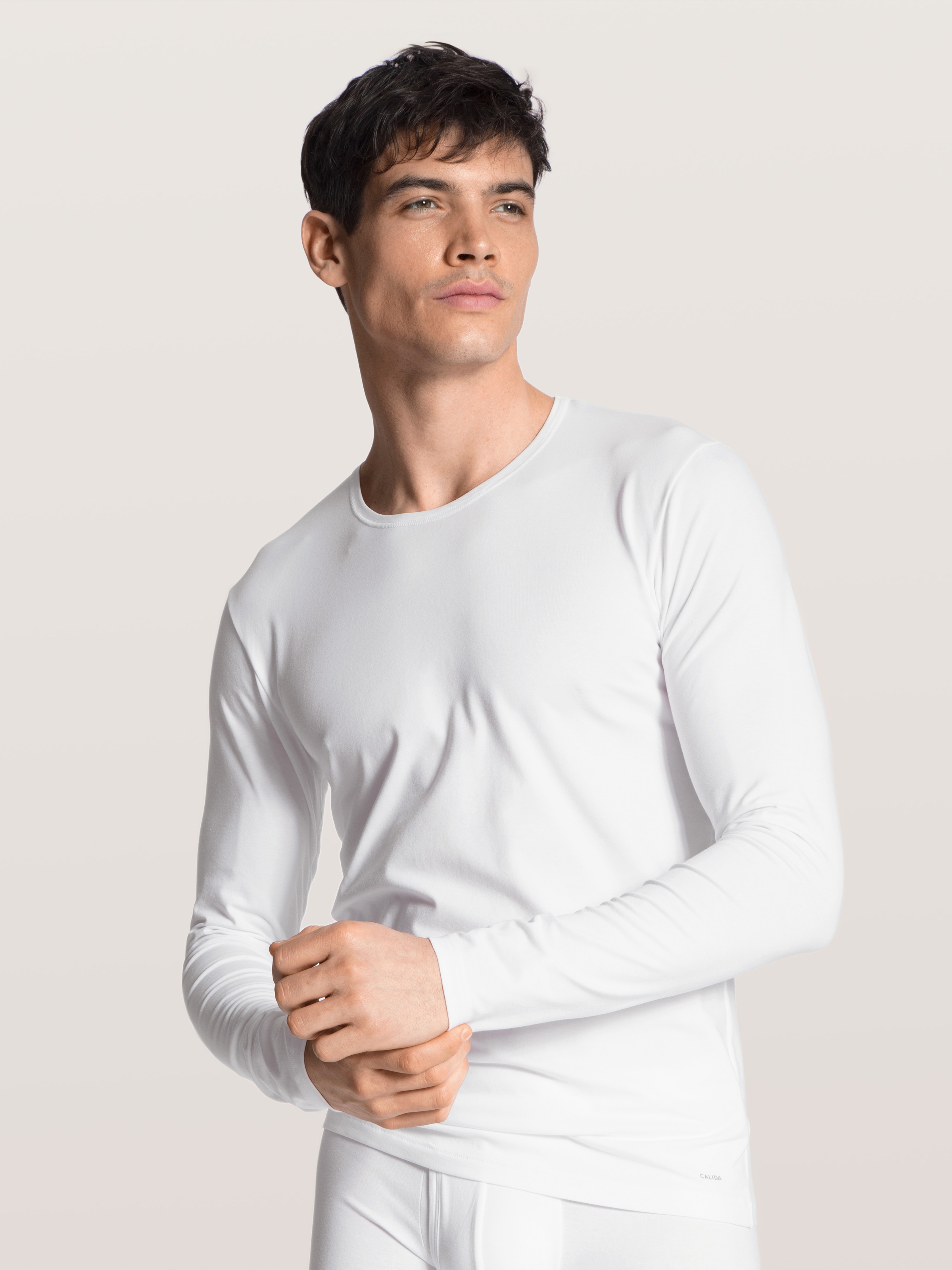 Thumbnail - CALIDA Langarmshirt "Cotton Code" Rundhals-Ausschnitt, Single Jersey, formstabil, elastisch, weich