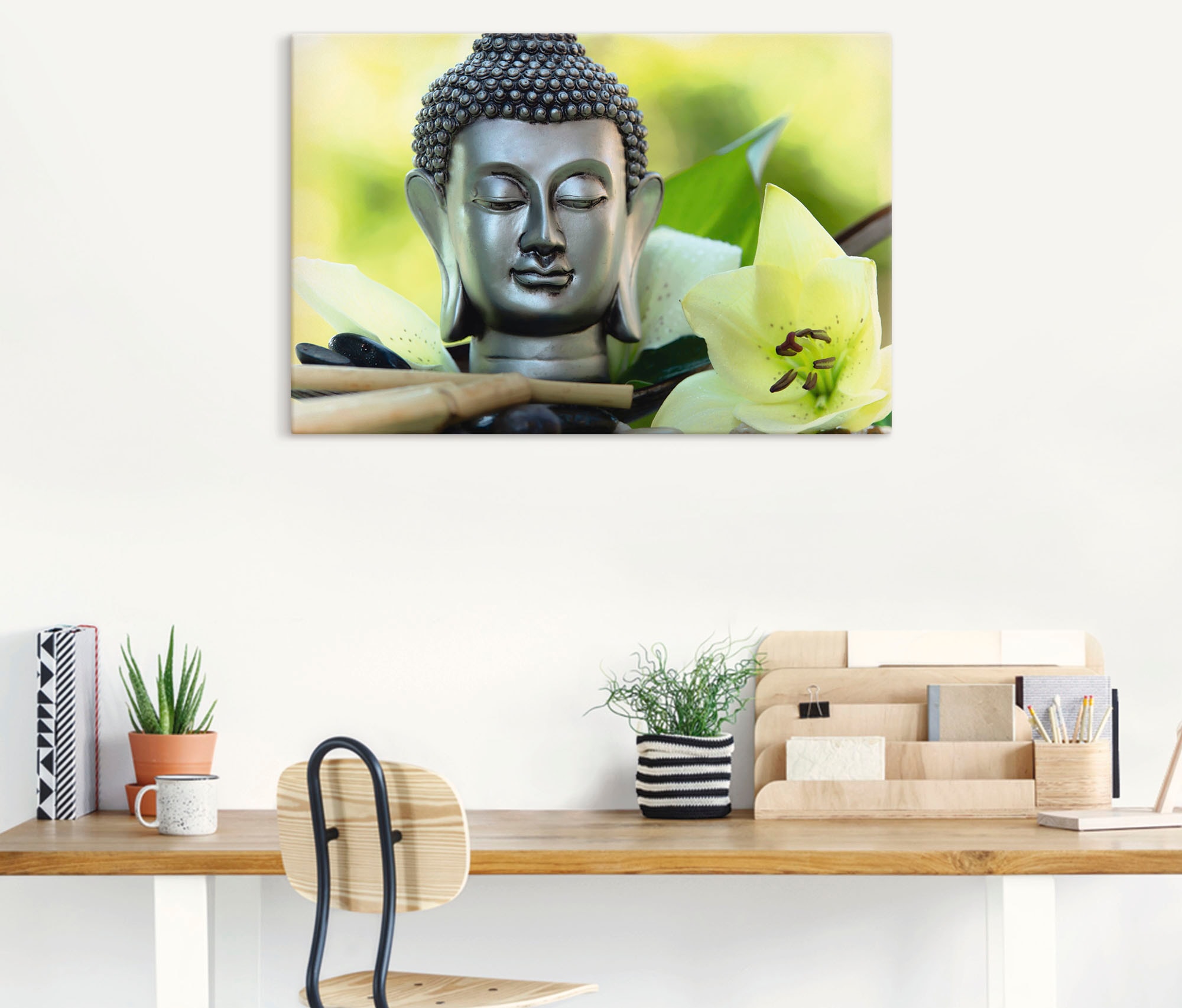 Artland Wandbild »Entspannung und Ruhe mit Buddha«, Buddhismus, (1 St.), als Alubild, Outdoorbild, Leinwandbild, Poster, Wandaufkleber