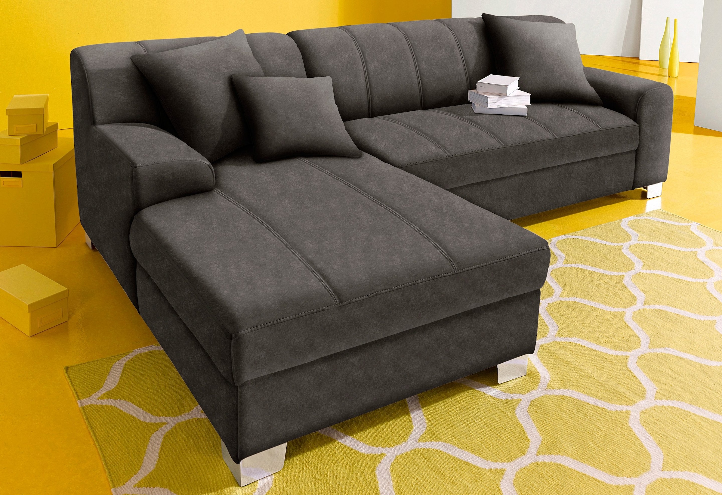 DOMO collection Ecksofa "TURAH 239x152 cm, inkl. Zierkissen, moderne Steppung" mit Bettfunktion, Schlafsofa, Unser Dauertiefpreis