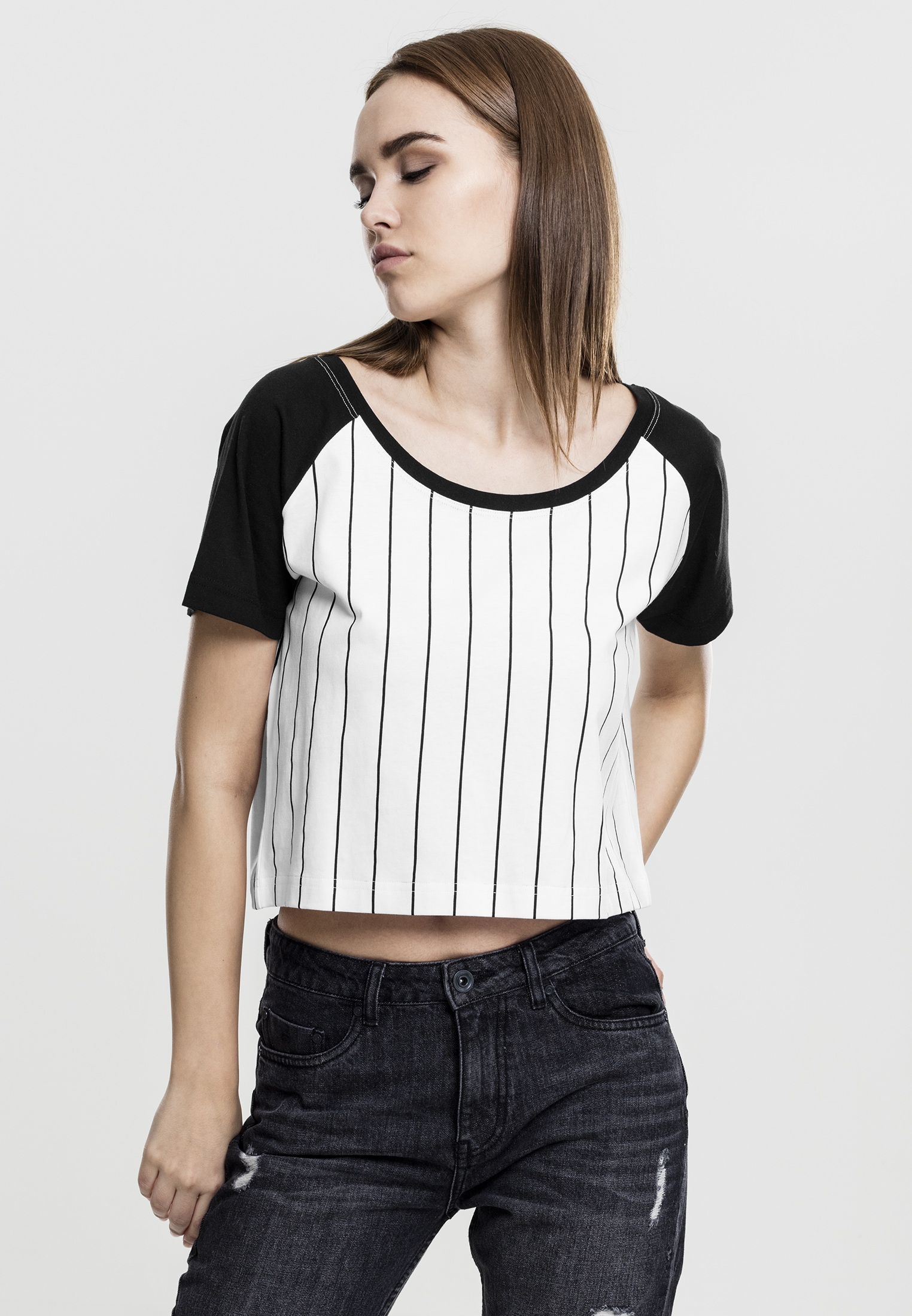 T-Shirt »Urban Classics Damen Ladies Cropped Baseball Tee«, (1 tlg.)