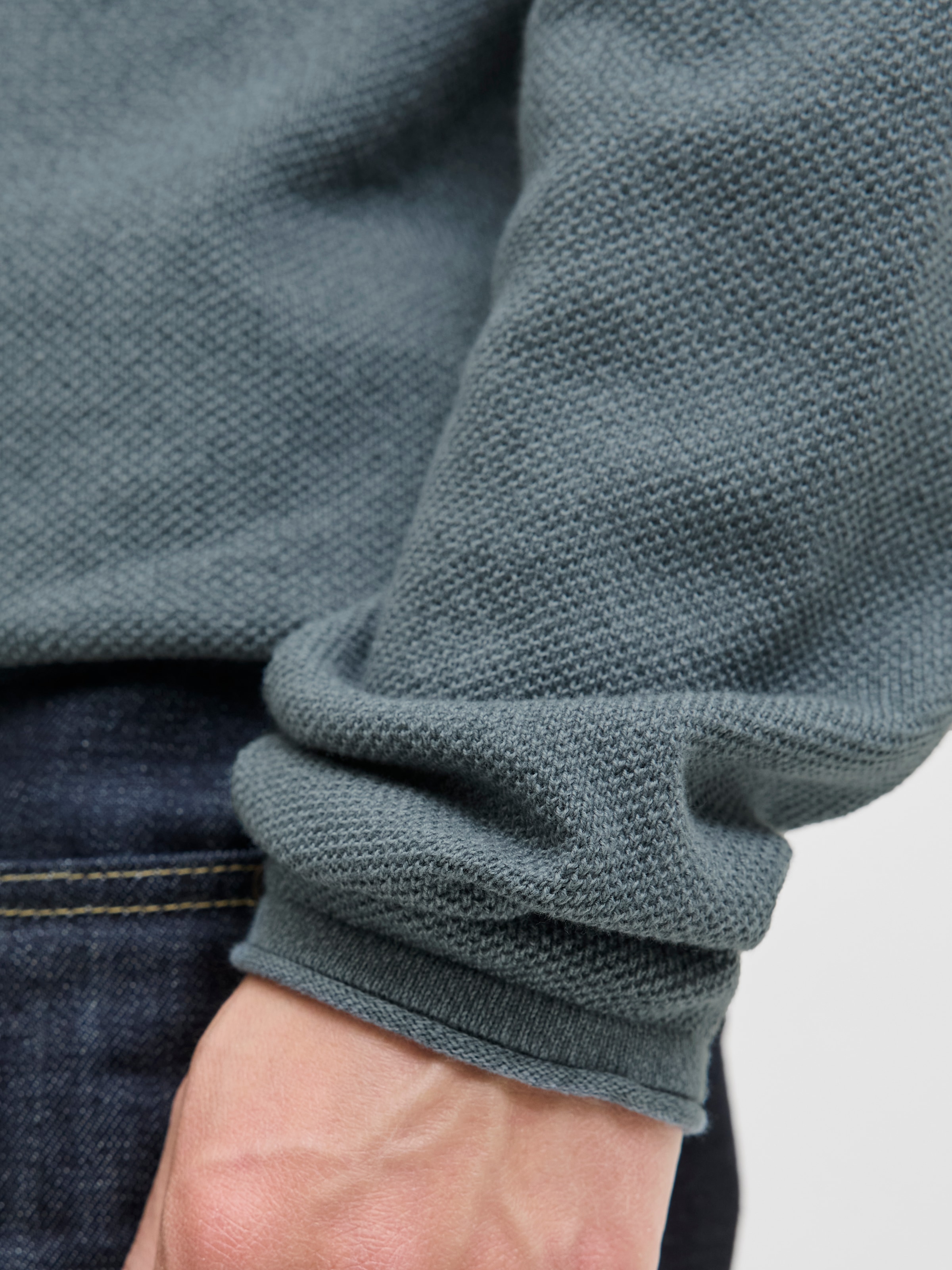 Jack & Jones Rundhalspullover »JJEHILL KNIT CREW NECK NOOS«, aus Strukturstrick