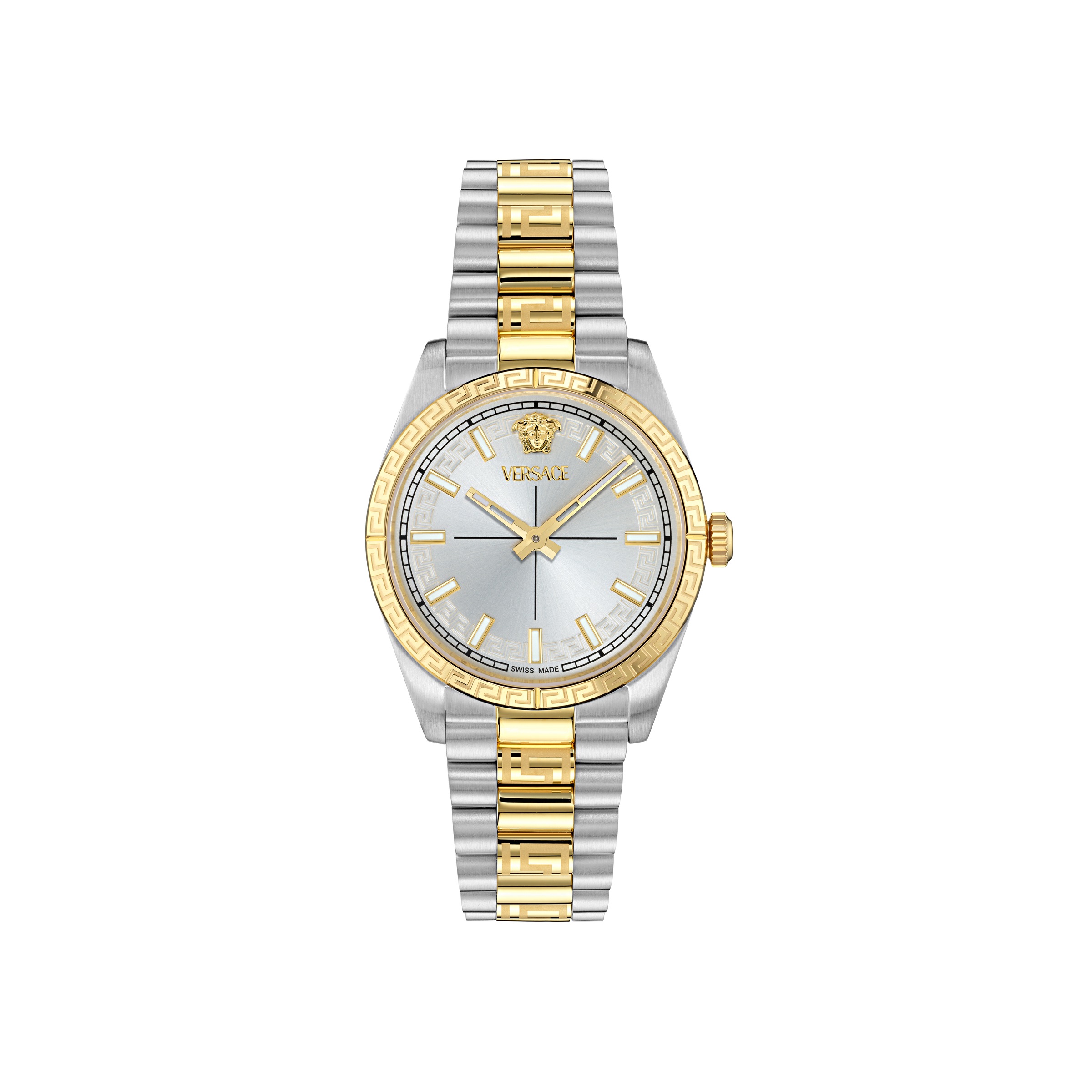 VERSACE Damen Quarzuhr "MILLENYIUM LADY"silbergoldfarben, Armbanduhren, Armbanduhr, Damenuhr, Swiss Made, Edelstahlarmband, analog