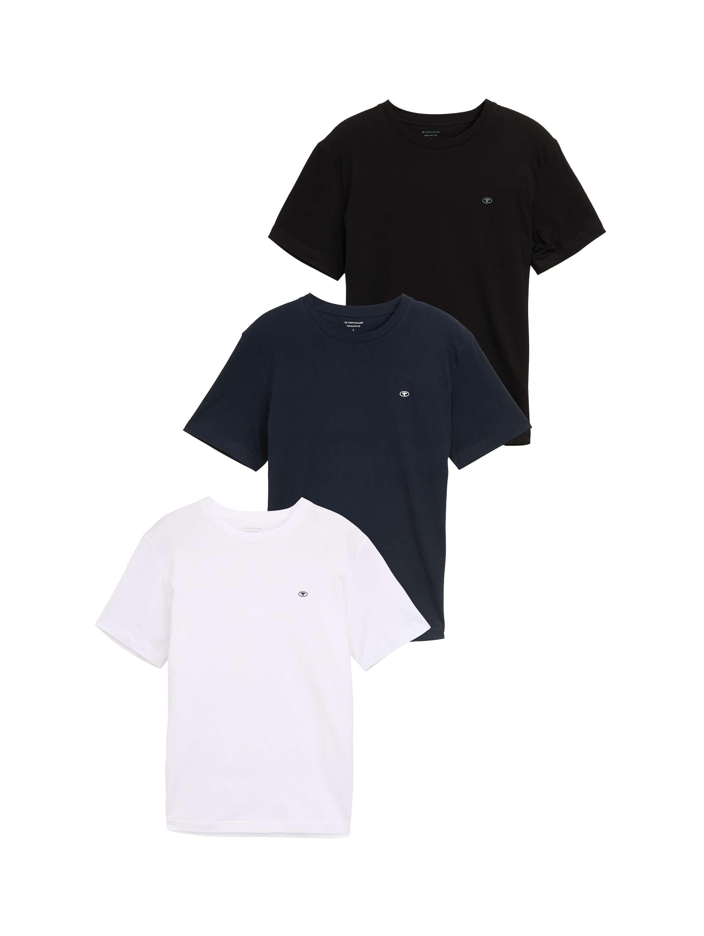TOM TAILOR T-Shirt, 3 Stk. 3er Pack mit Logo-Stickerei günstig online kaufen