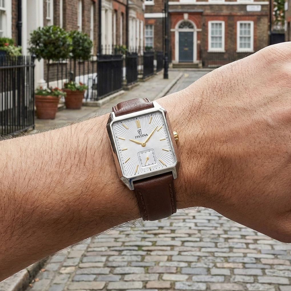 Festina Quarzuhr »On the Square« Armbanduhr, Damenuhr, Herrenuhr, Lederarmband, analog
