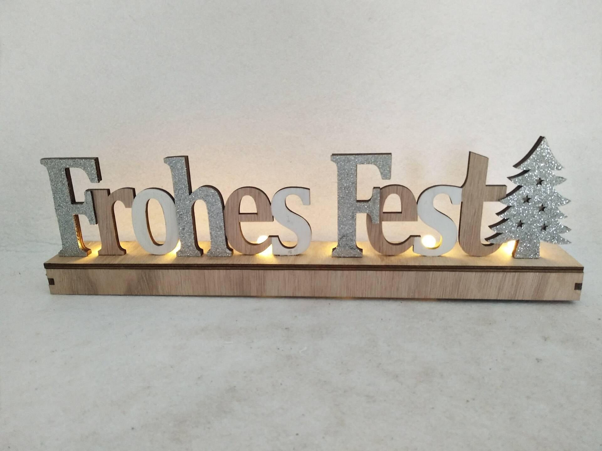 my home Deko-Schriftzug "Frohes Fest, Weihnachtsdeko", mit LED