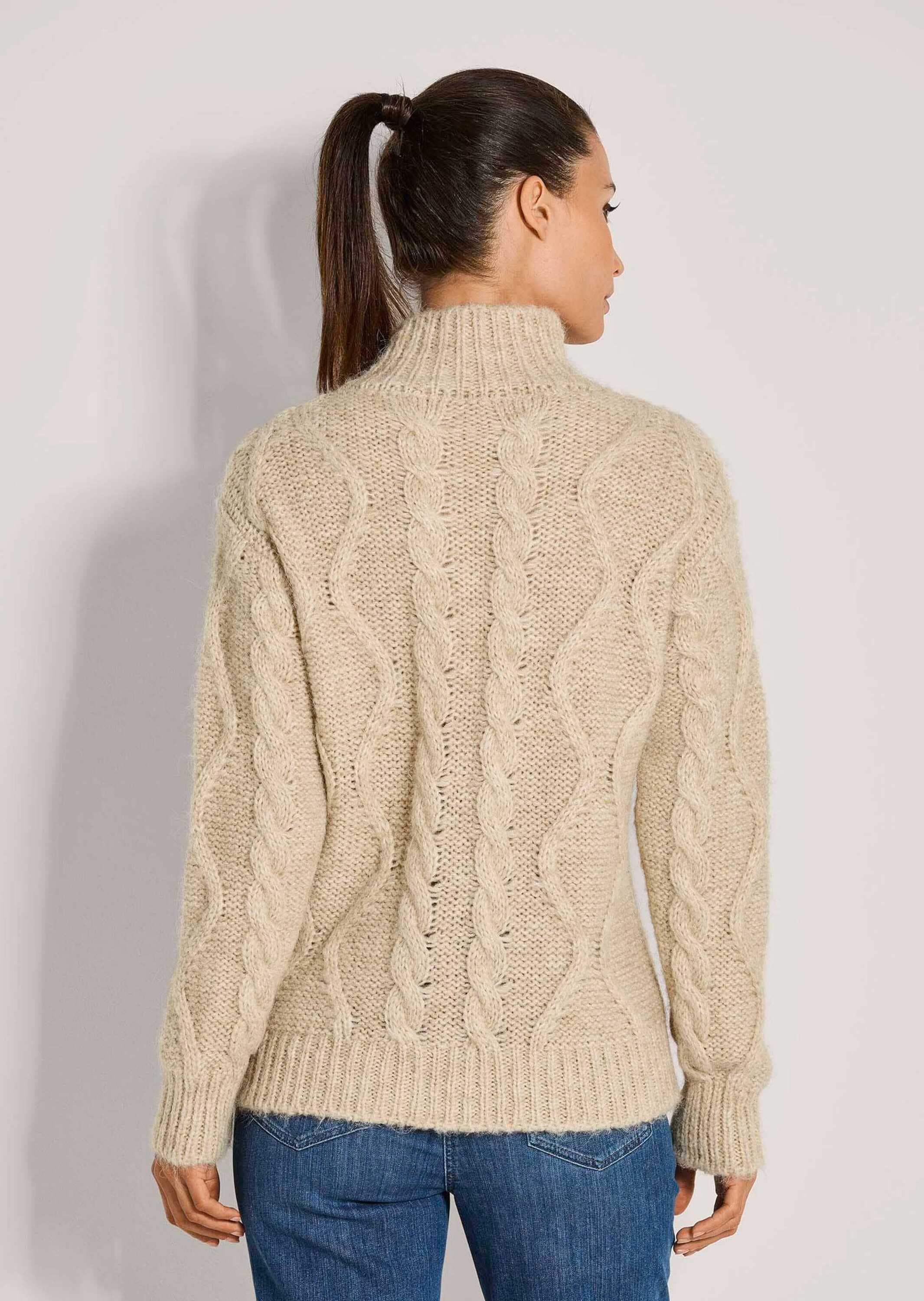 MADELEINE Longpullover »Strickpullover Modischer Grobstrickpullover mit Folklore-Elementen« Mit Zopf- und Rhomben-Muster