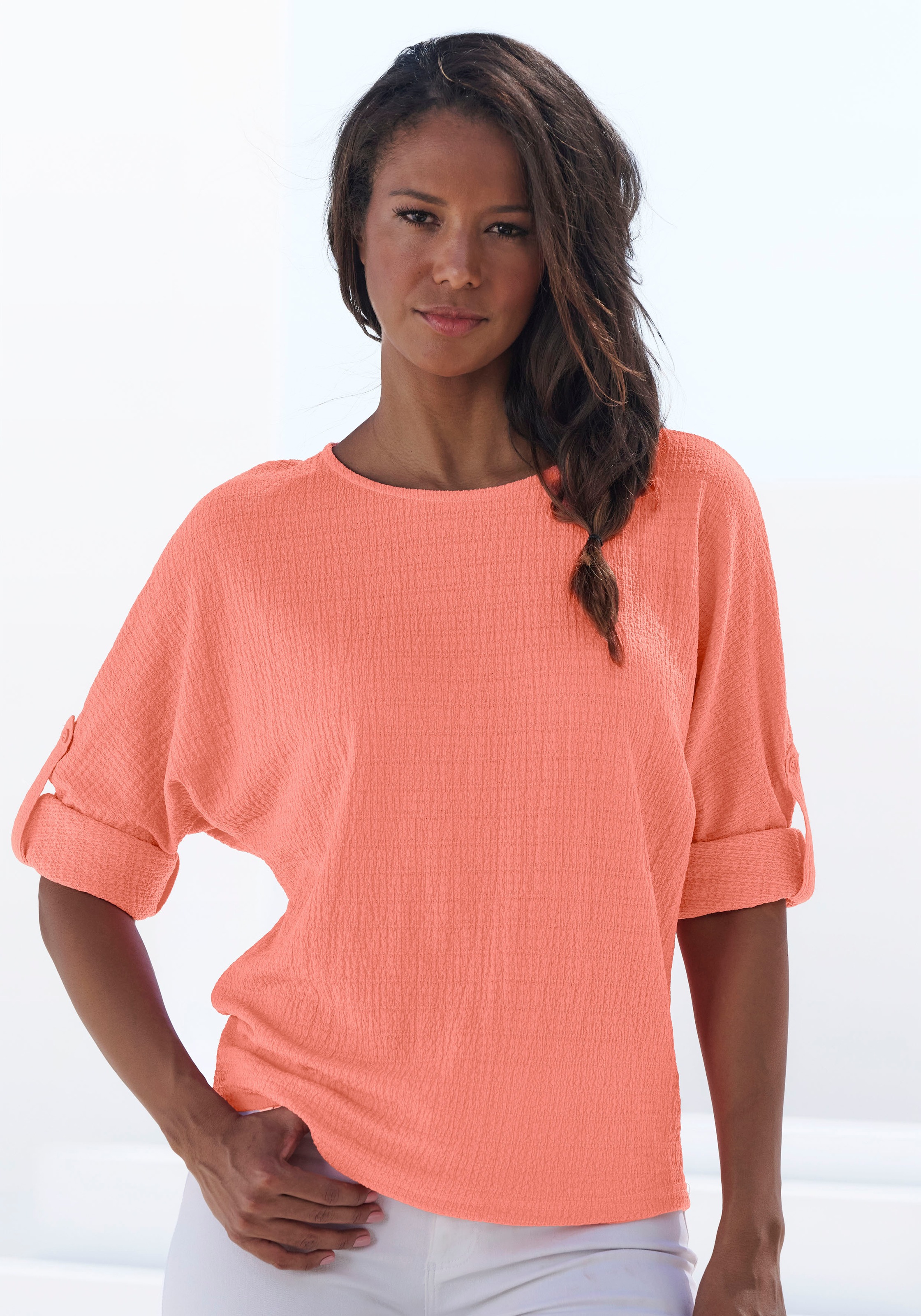 Vivance 2-in-1-Shirt "zum Krempeln" aus bügelfreier Crêpe-Qualität günstig online kaufen