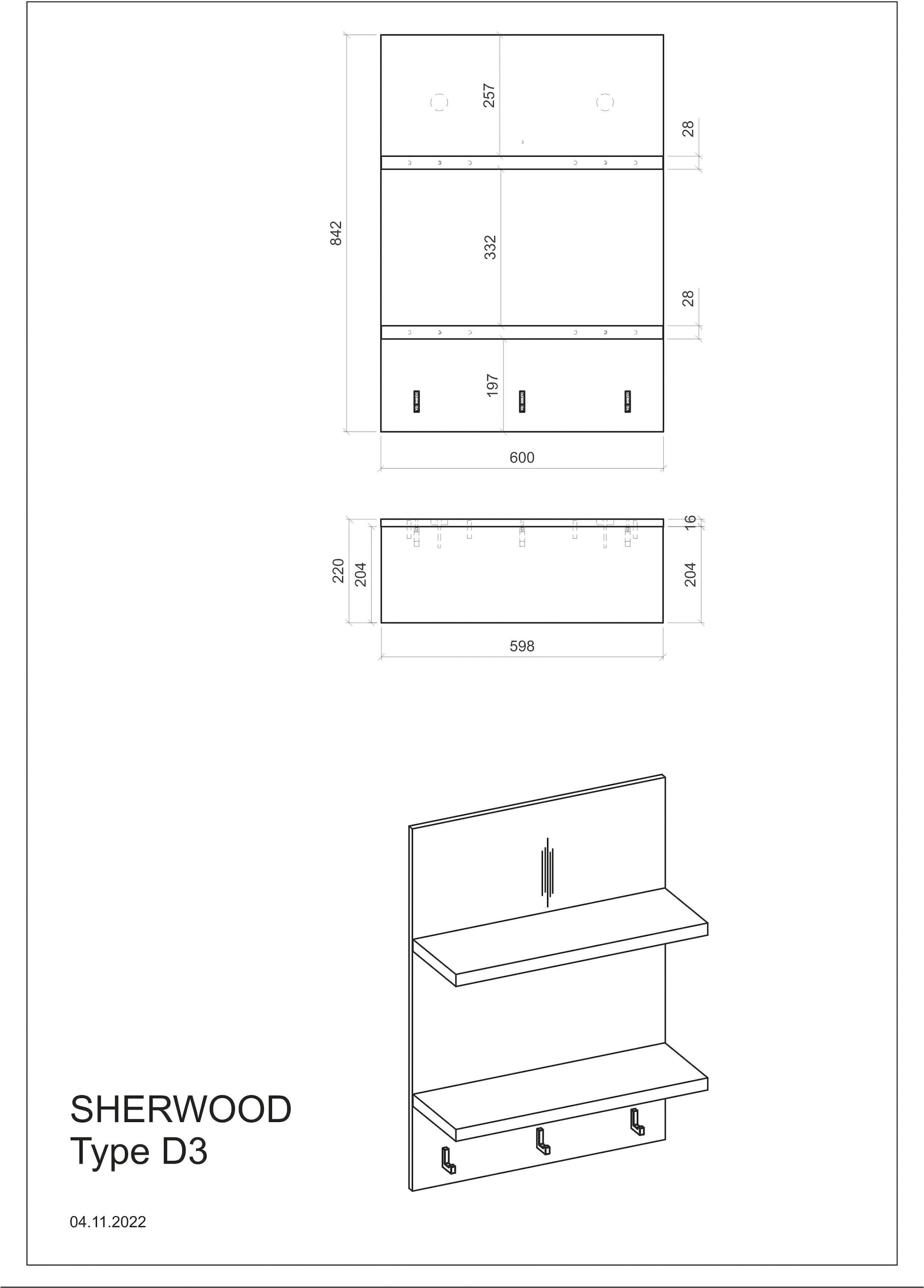 Home affaire Wandregal »Sherwood«, Ablageböden | Dekor, Holz bestellen cm, BAUR mm modernem in 60 starke Breite 28