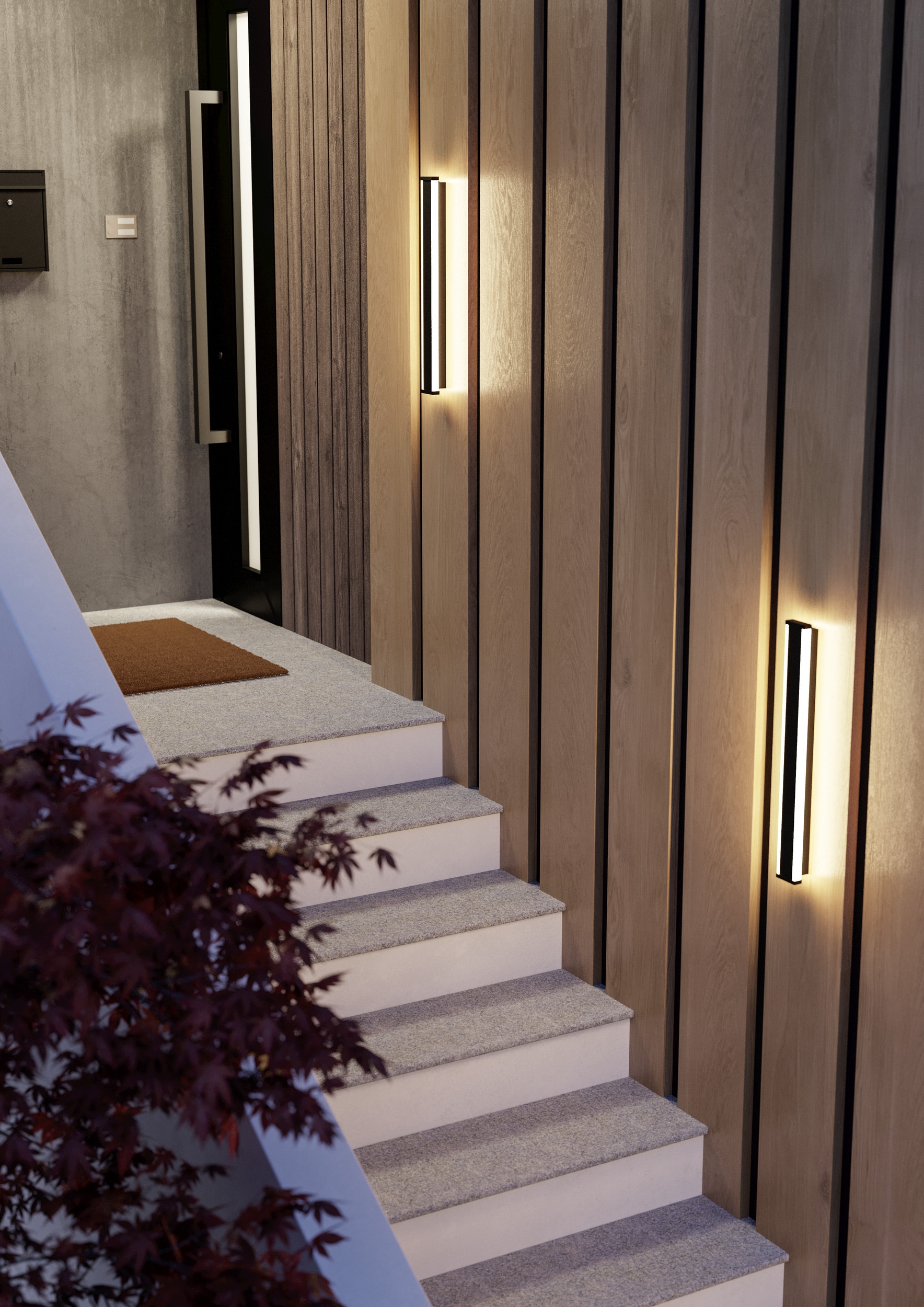 EGLO Wandleuchte »NEVIANO Wandlampe - Stahl, Kunststoff - LED - 2X7W - IP55« LED-Modul 1 Stk. Warmweiß Außenbeleuchtung, Außenwandleuchte, Terrasse, L58 x H6,5 x AL5 cm