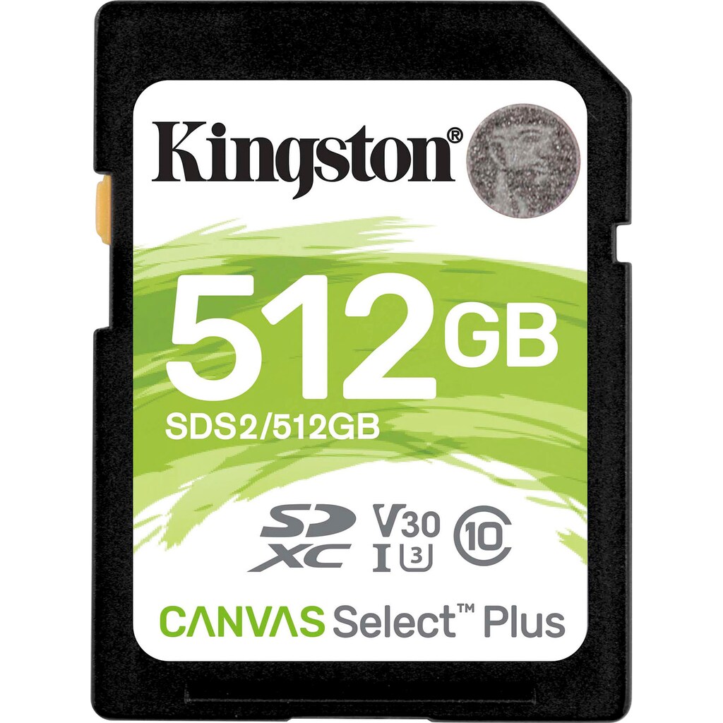 Kingston Speicherkarte »Canvas Select Plus SD 512GB«, (UHS-I Class 10 100 MB/s Lesegeschwindigkeit)