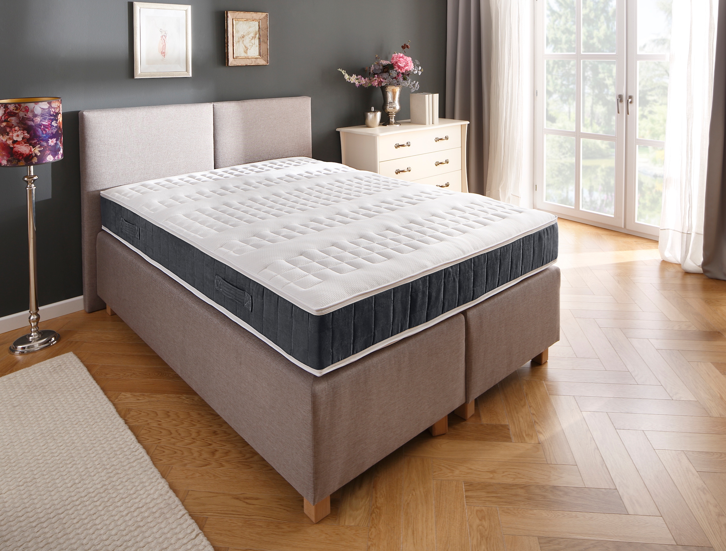 DELAVITA Boxspringmatratze »Luther Anthrazit«, 24 cm cm hoch, Raumgewicht: 50 kg/m³, (1 St.), bietet den perfekten Wohlfühlkomfort