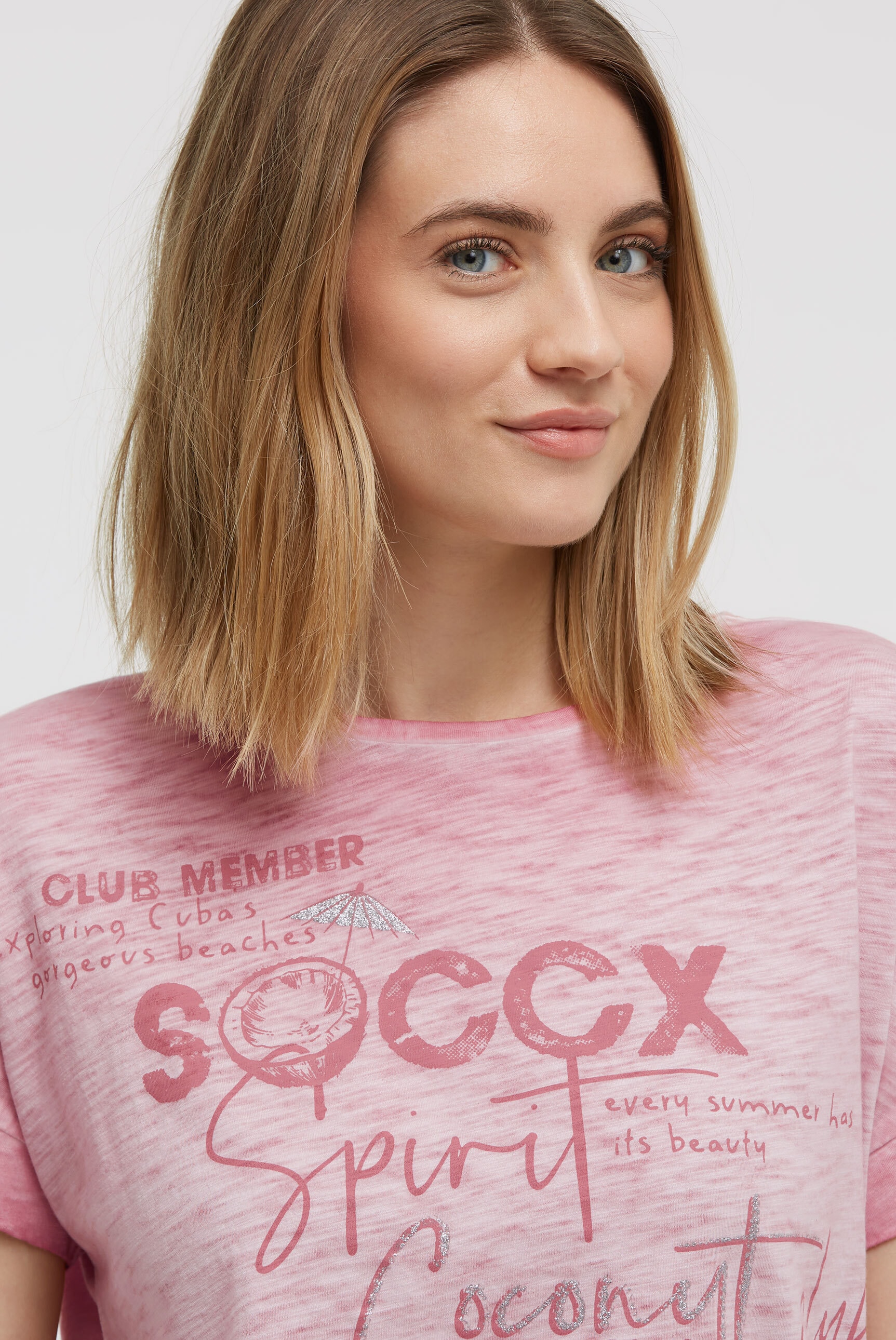 SOCCX Rundhalsshirt mit Gummizug im Saum