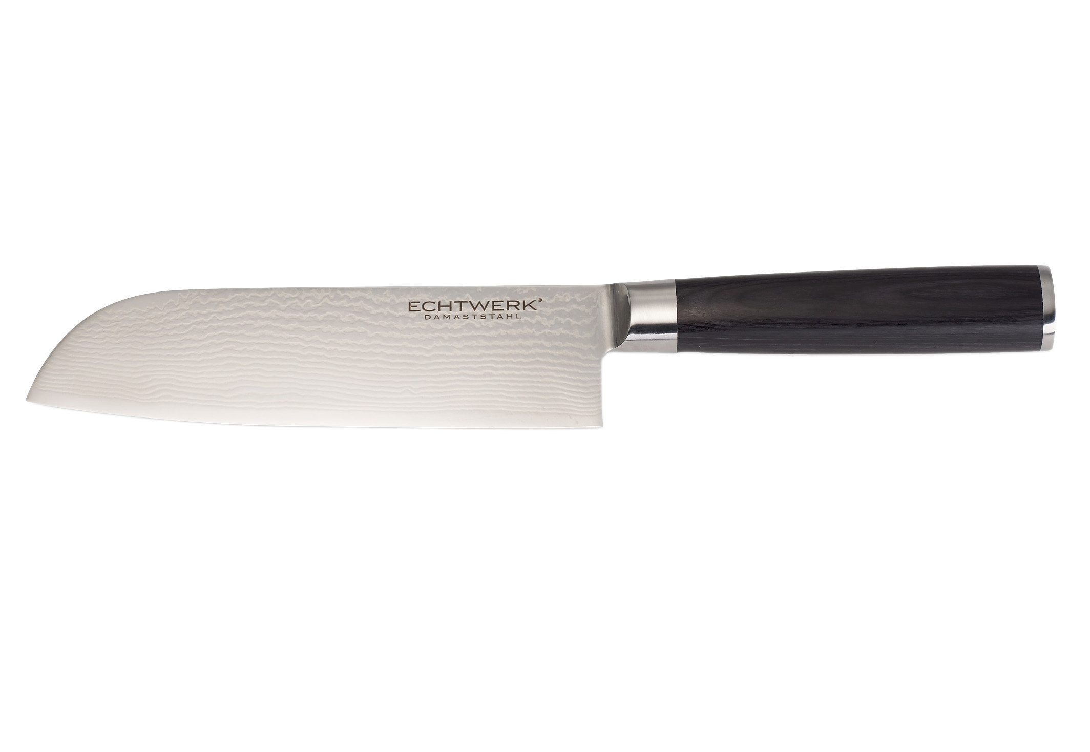 ECHTWERK Santokumesser "Damaszener" Kochmesser, Küchenmesser aus hochwertigem Damaststahl, Klinge 18 cm