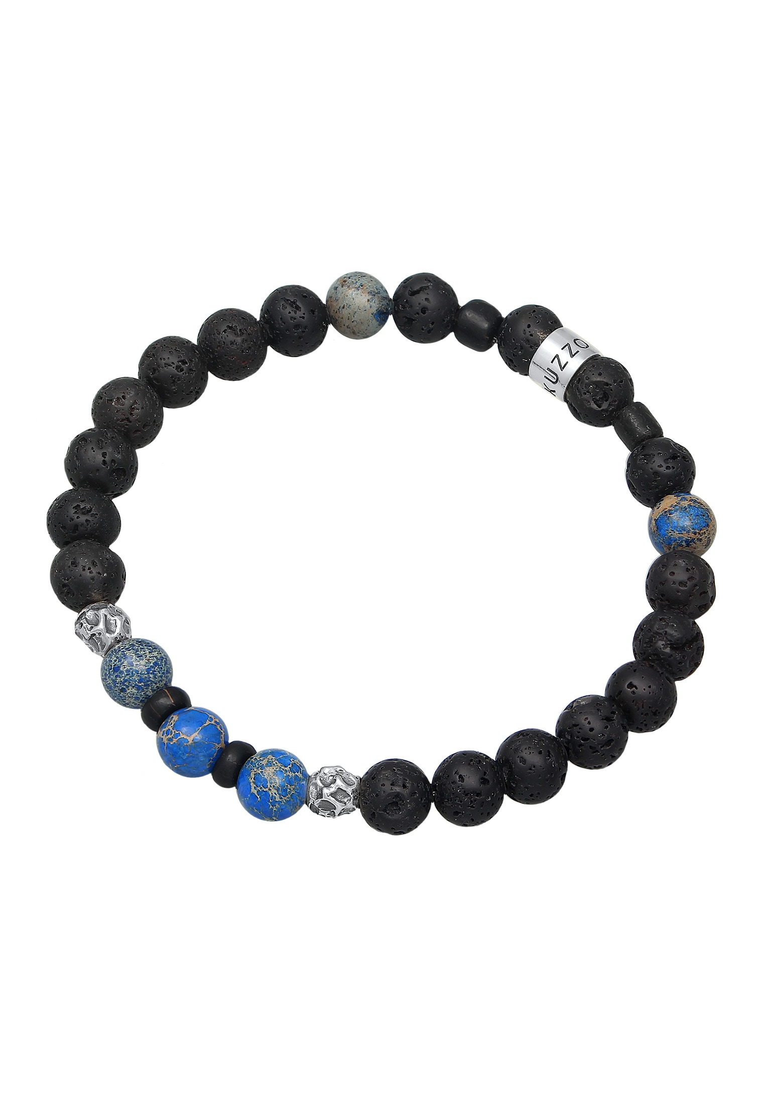 Kuzzoi Armkette »Armband Herren Lava Achat Edelstein Bead 925 Silber«