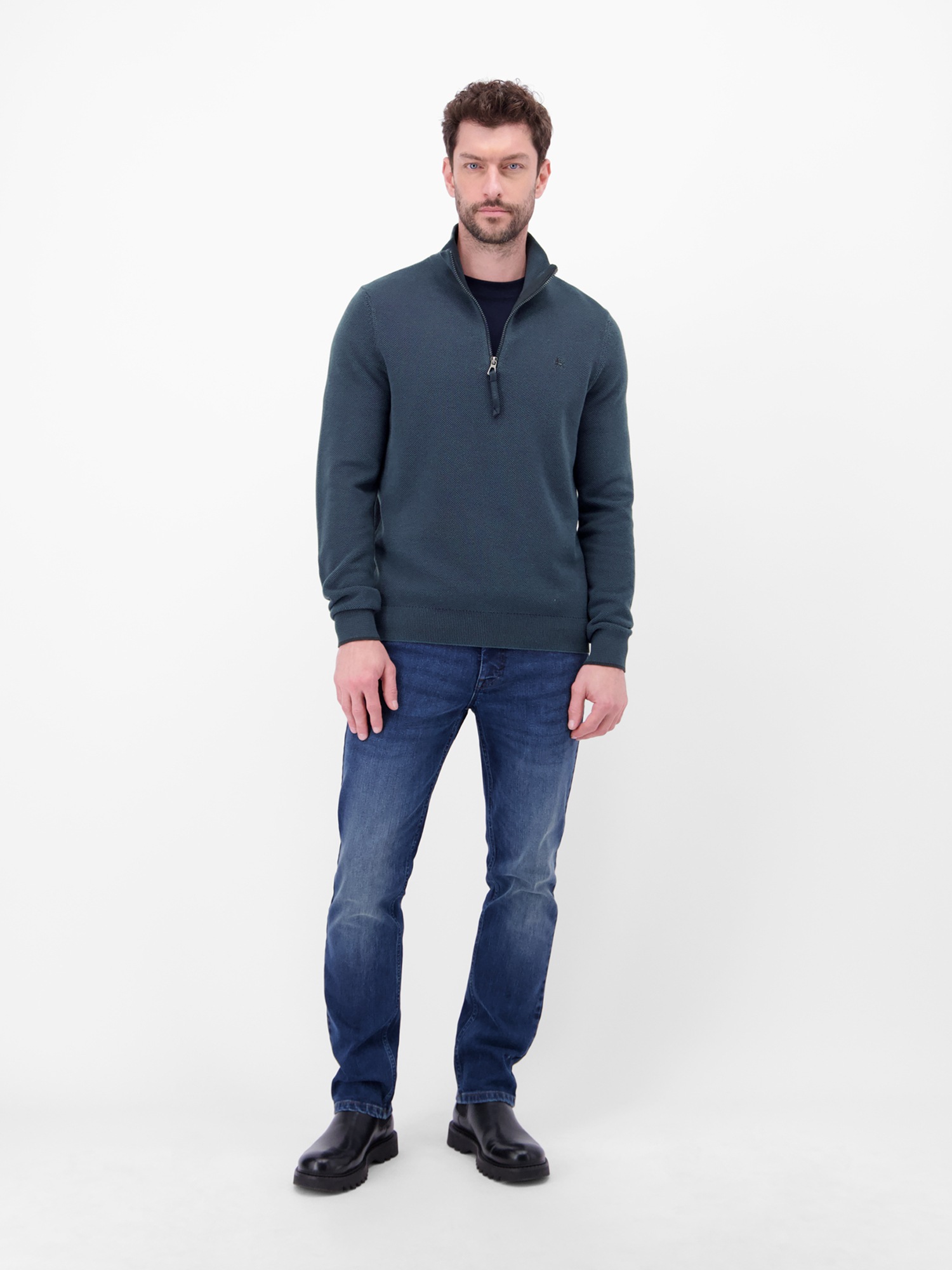 LERROS Sweatshirt »Troyer in Strukturqualität«, Herrensweatshirt aus 100% Baumwolle & Troyer-Kragen mit Reißverschluss
