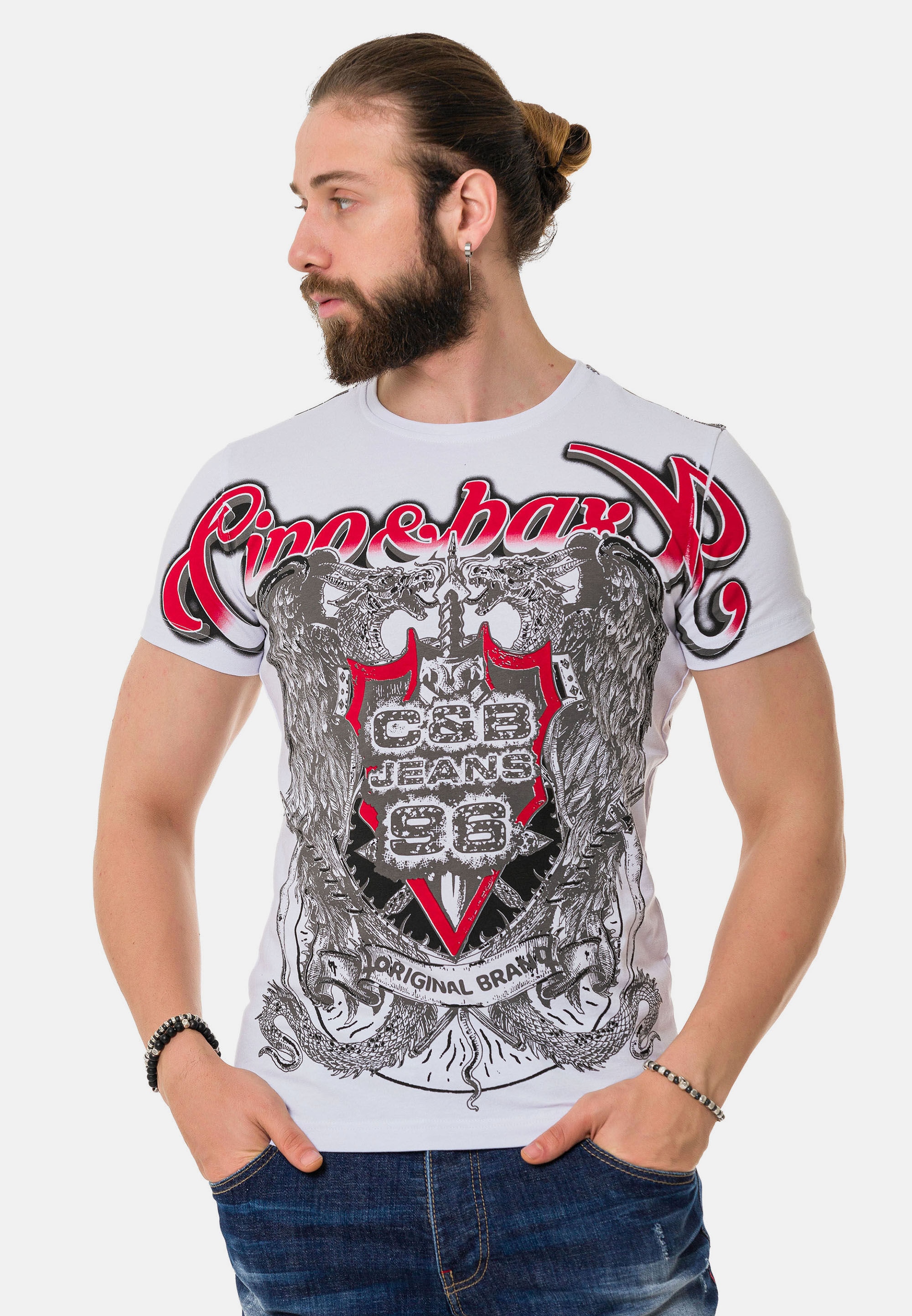 Cipo & Baxx T-Shirt »T-Shirt«, mit Schattenmuster auf der Vorder-und Rückseite